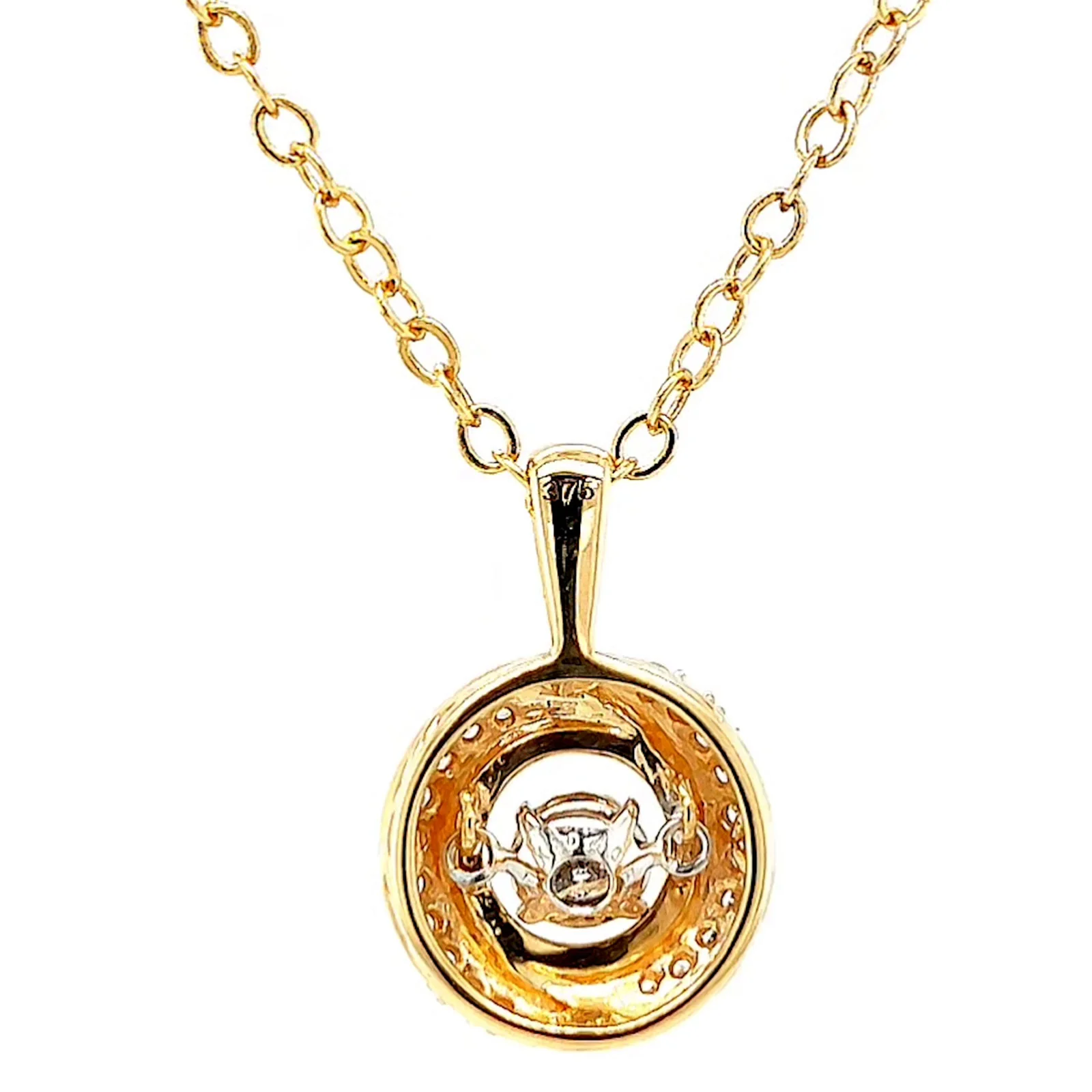 9ct Yellow Gold Round Brilliant Cut Dancing Diamond with 0.20 CARAT tw of Diamond Pendant - Image 38