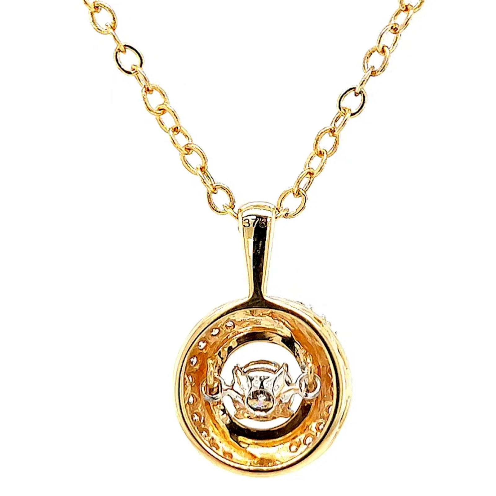 9ct Yellow Gold Round Brilliant Cut Dancing Diamond with 0.20 CARAT tw of Diamond Pendant - Image 39