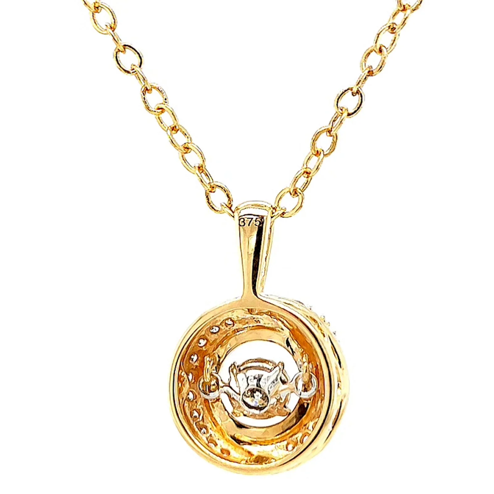 9ct Yellow Gold Round Brilliant Cut Dancing Diamond with 0.20 CARAT tw of Diamond Pendant - Image 40