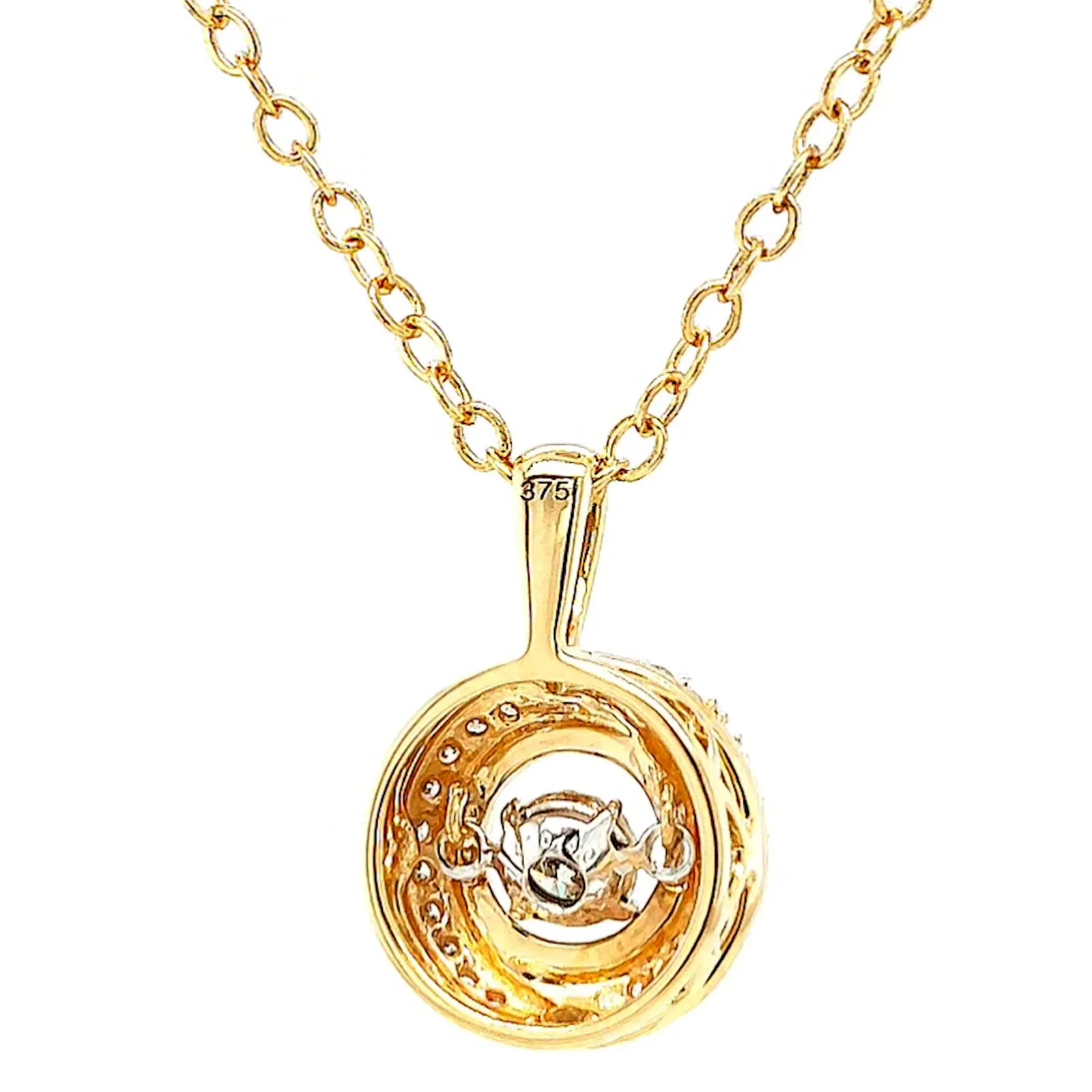 9ct Yellow Gold Round Brilliant Cut Dancing Diamond with 0.20 CARAT tw of Diamond Pendant - Image 41