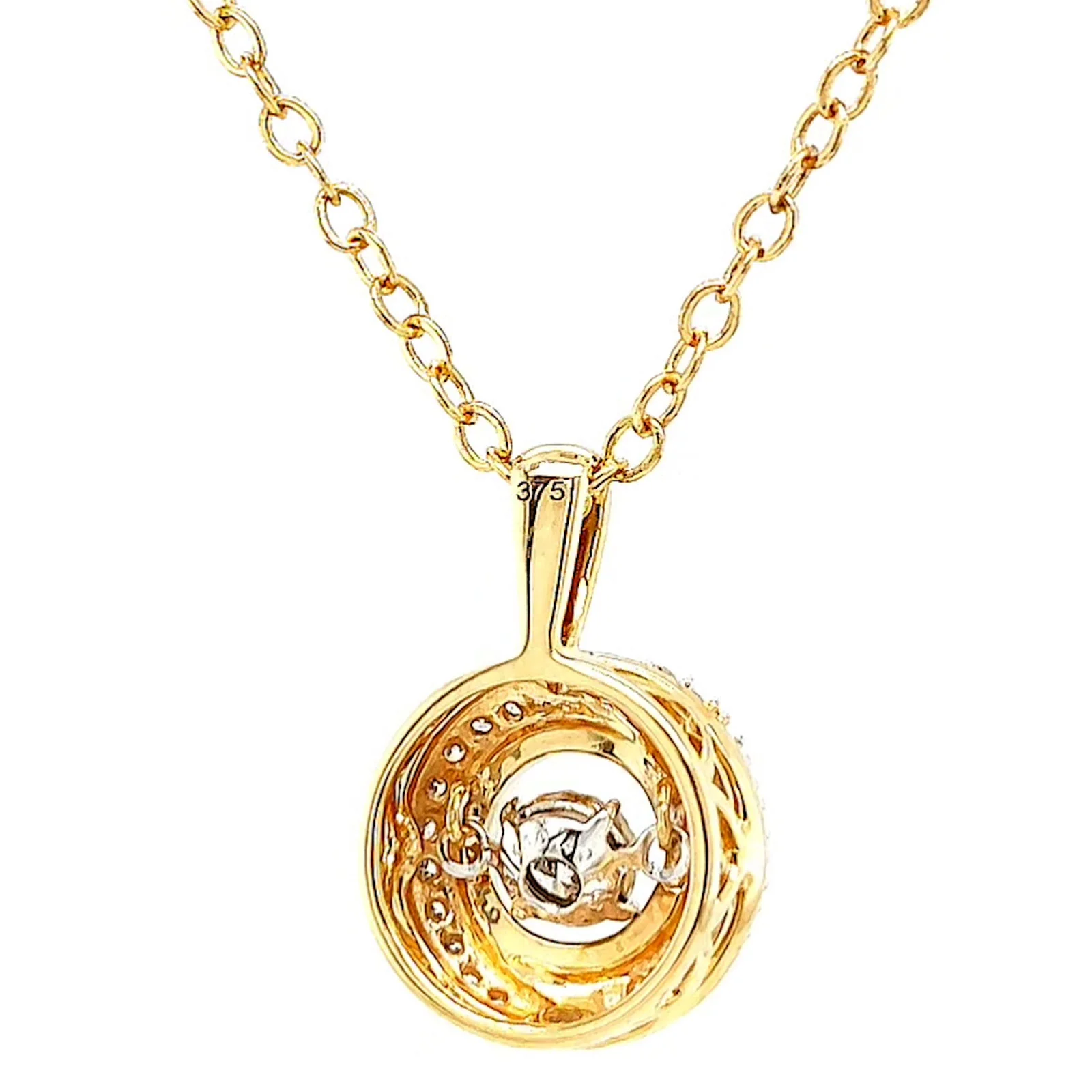 9ct Yellow Gold Round Brilliant Cut Dancing Diamond with 0.20 CARAT tw of Diamond Pendant - Image 42