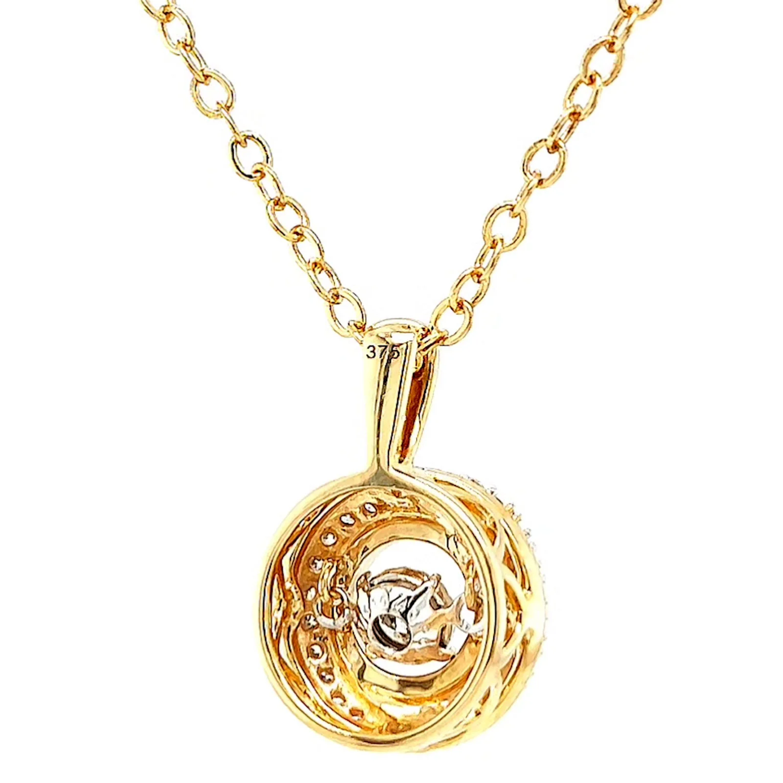 9ct Yellow Gold Round Brilliant Cut Dancing Diamond with 0.20 CARAT tw of Diamond Pendant - Image 43