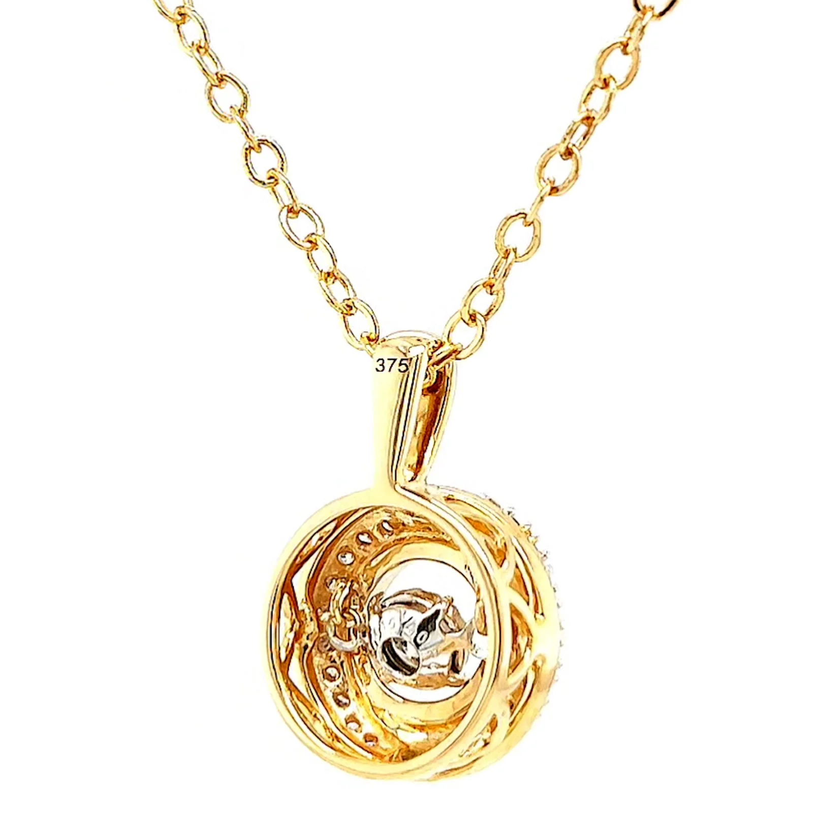 9ct Yellow Gold Round Brilliant Cut Dancing Diamond with 0.20 CARAT tw of Diamond Pendant - Image 44