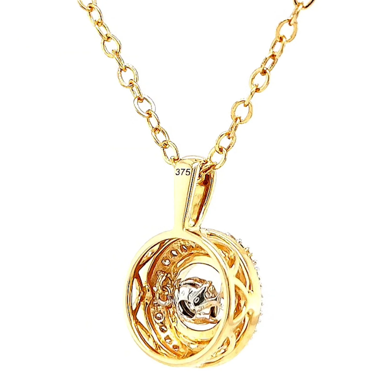 9ct Yellow Gold Round Brilliant Cut Dancing Diamond with 0.20 CARAT tw of Diamond Pendant - Image 45