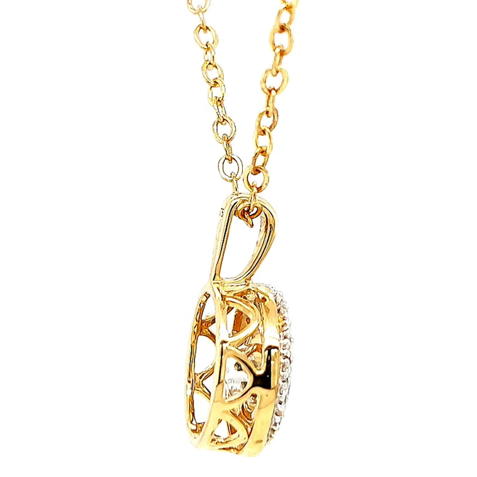 9ct Yellow Gold Round Brilliant Cut Dancing Diamond with 0.20 CARAT tw of Diamond Pendant - Image 54