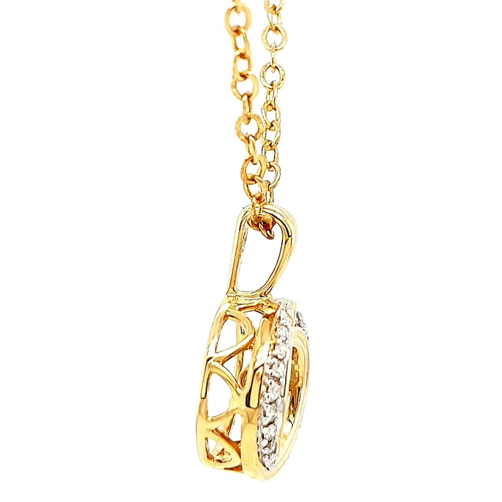 9ct Yellow Gold Round Brilliant Cut Dancing Diamond with 0.20 CARAT tw of Diamond Pendant - Image 59