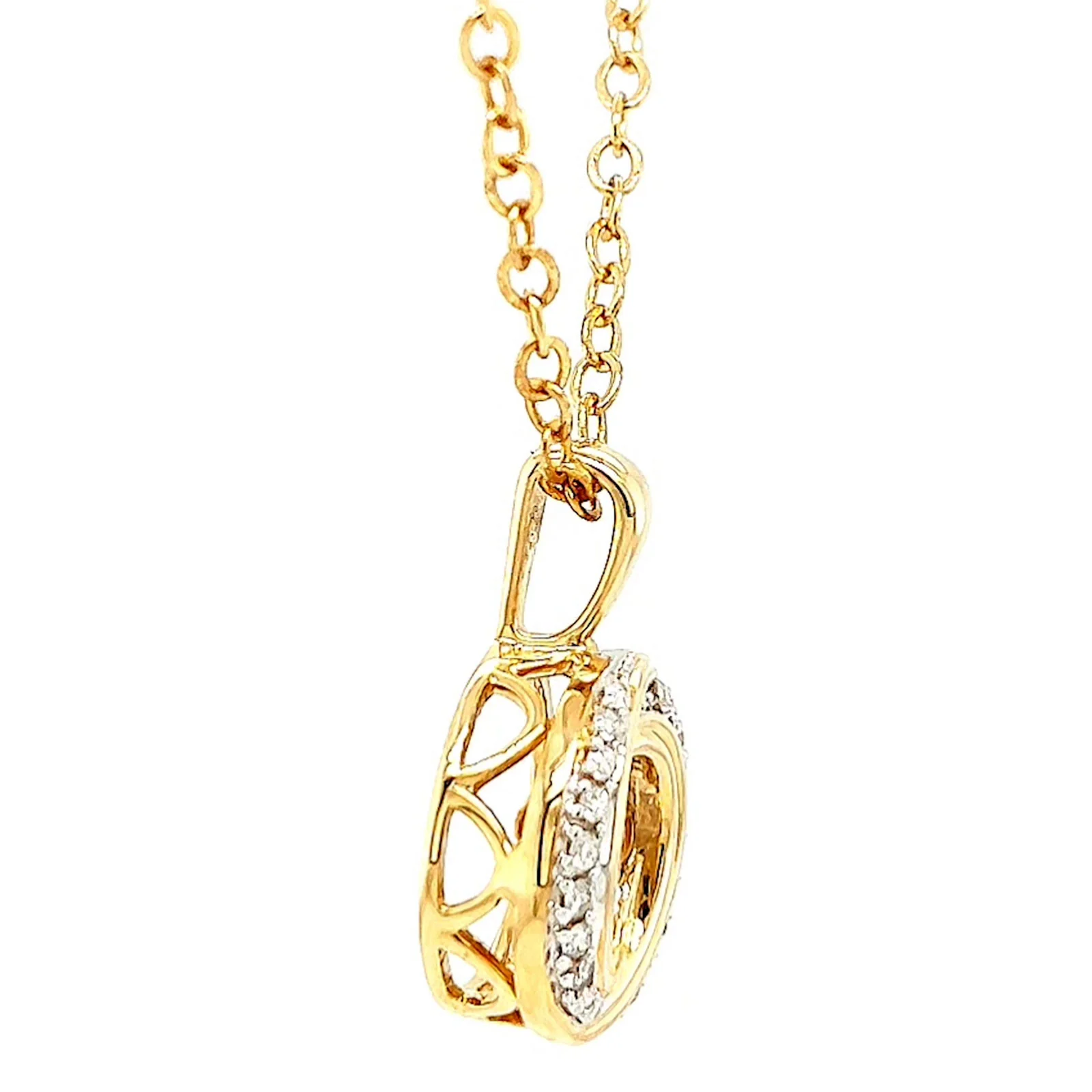 9ct Yellow Gold Round Brilliant Cut Dancing Diamond with 0.20 CARAT tw of Diamond Pendant - Image 60