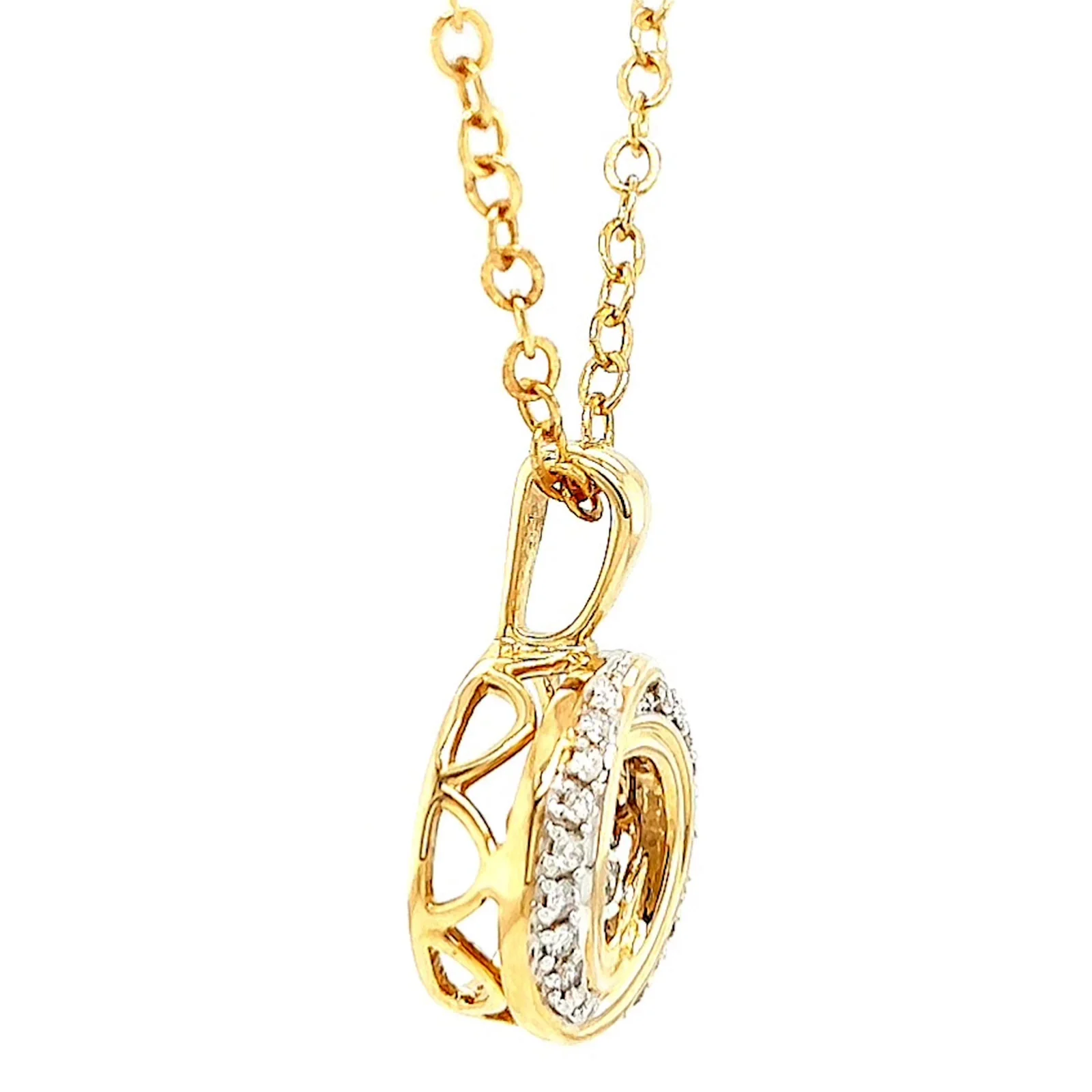 9ct Yellow Gold Round Brilliant Cut Dancing Diamond with 0.20 CARAT tw of Diamond Pendant - Image 61