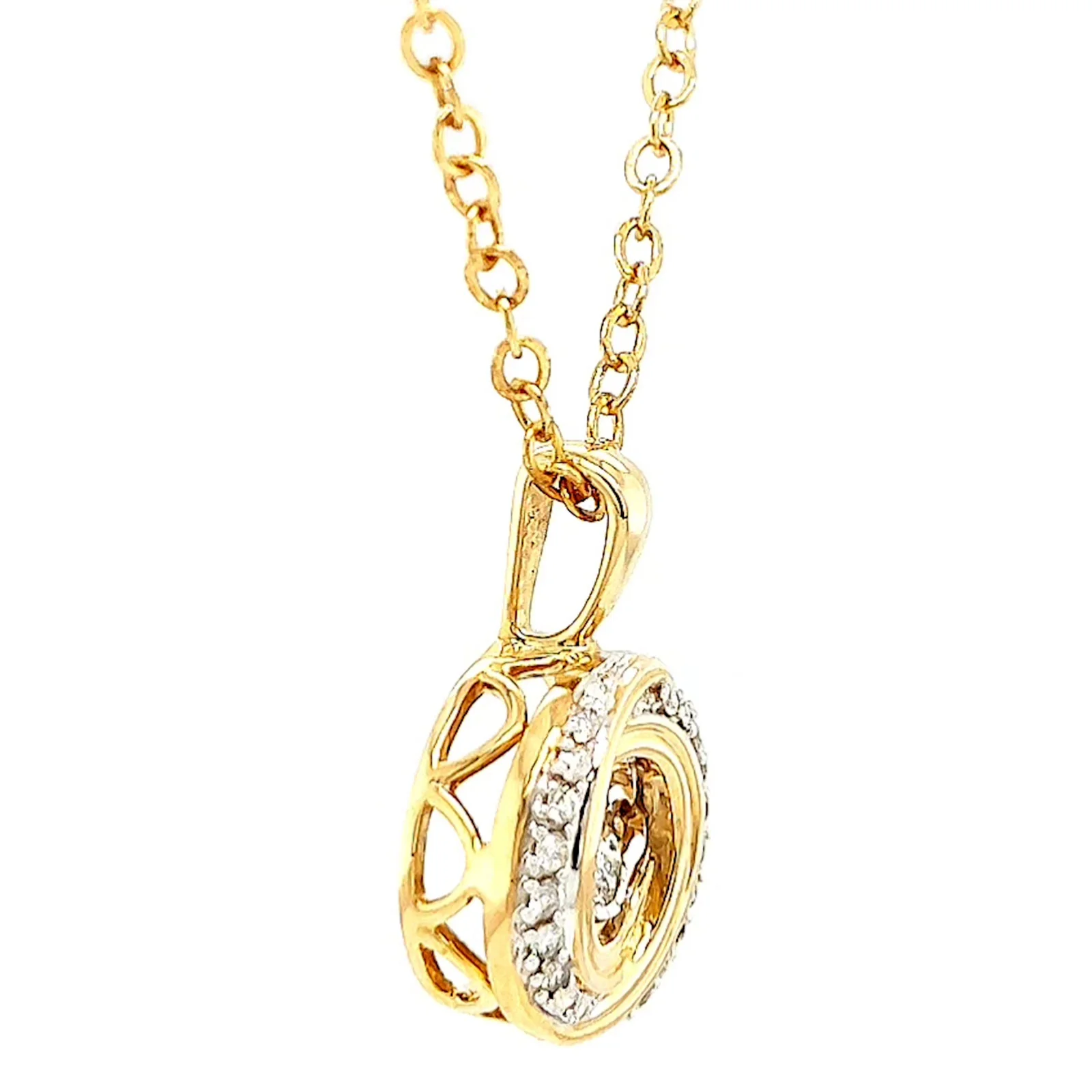 9ct Yellow Gold Round Brilliant Cut Dancing Diamond with 0.20 CARAT tw of Diamond Pendant - Image 62