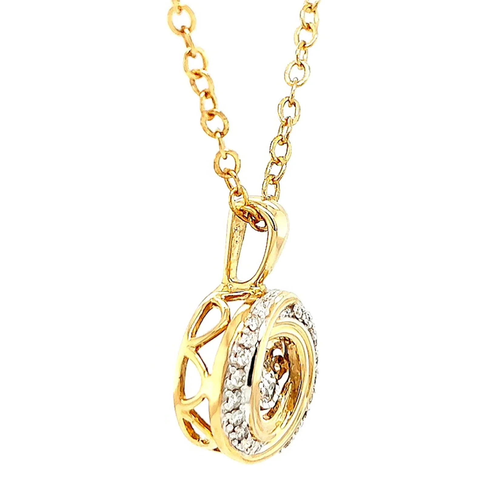9ct Yellow Gold Round Brilliant Cut Dancing Diamond with 0.20 CARAT tw of Diamond Pendant - Image 63