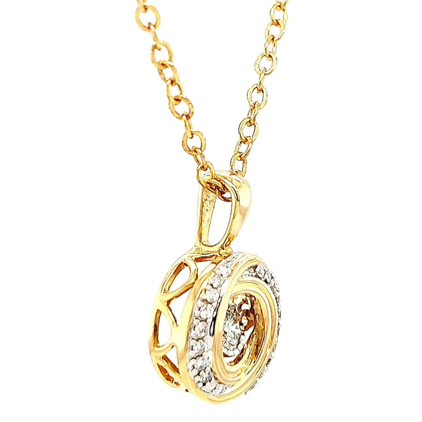 9ct Yellow Gold Round Brilliant Cut Dancing Diamond with 0.20 CARAT tw of Diamond Pendant - Image 64