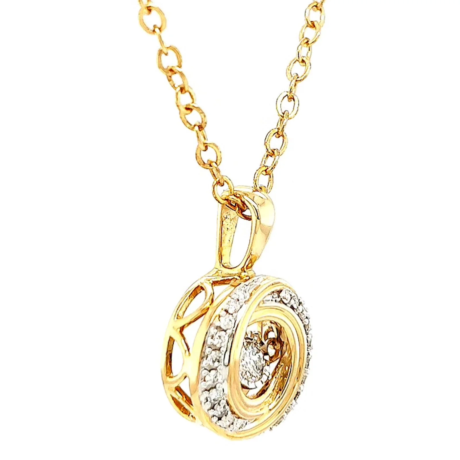 9ct Yellow Gold Round Brilliant Cut Dancing Diamond with 0.20 CARAT tw of Diamond Pendant - Image 65