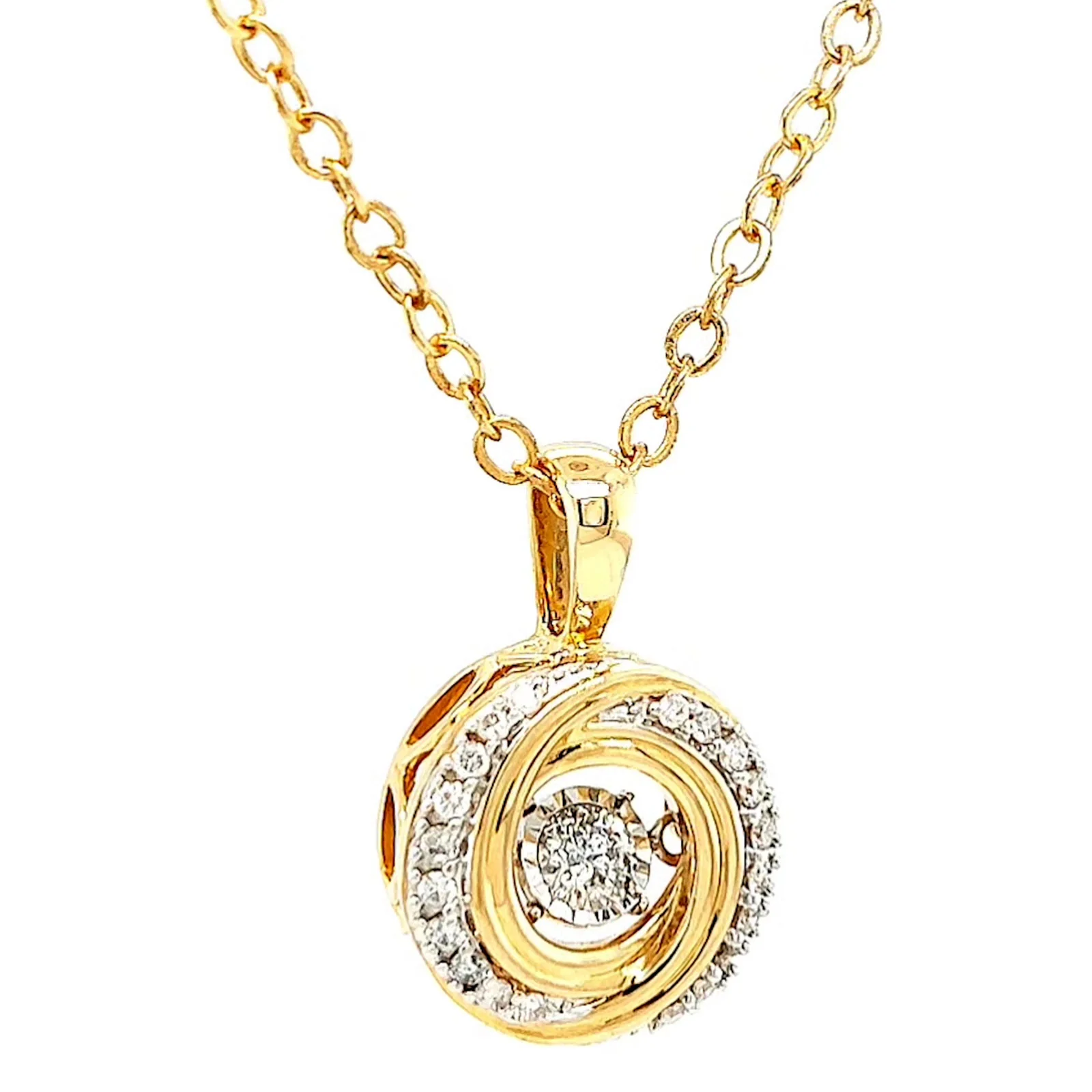 9ct Yellow Gold Round Brilliant Cut Dancing Diamond with 0.20 CARAT tw of Diamond Pendant - Image 71