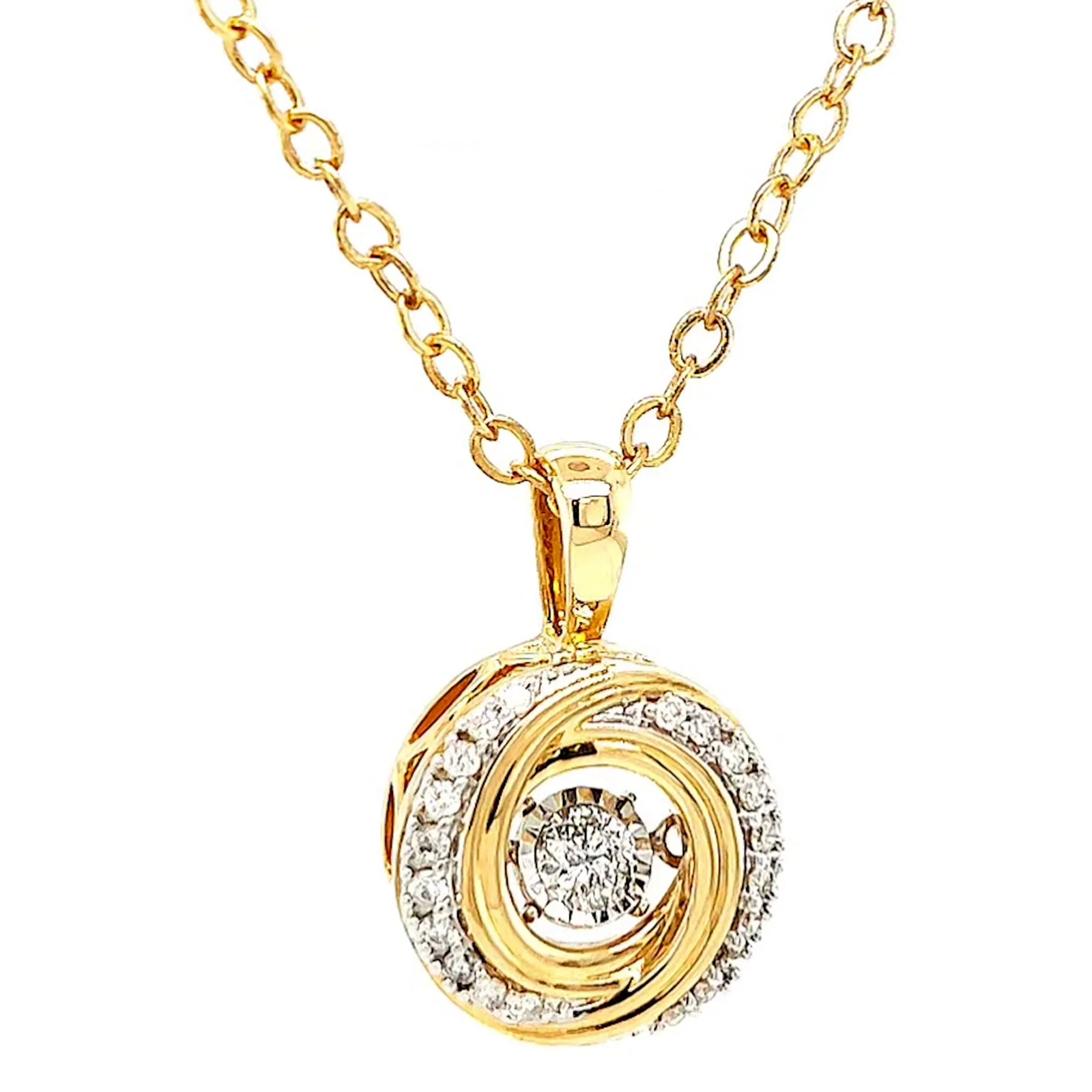 9ct Yellow Gold Round Brilliant Cut Dancing Diamond with 0.20 CARAT tw of Diamond Pendant - Image 72