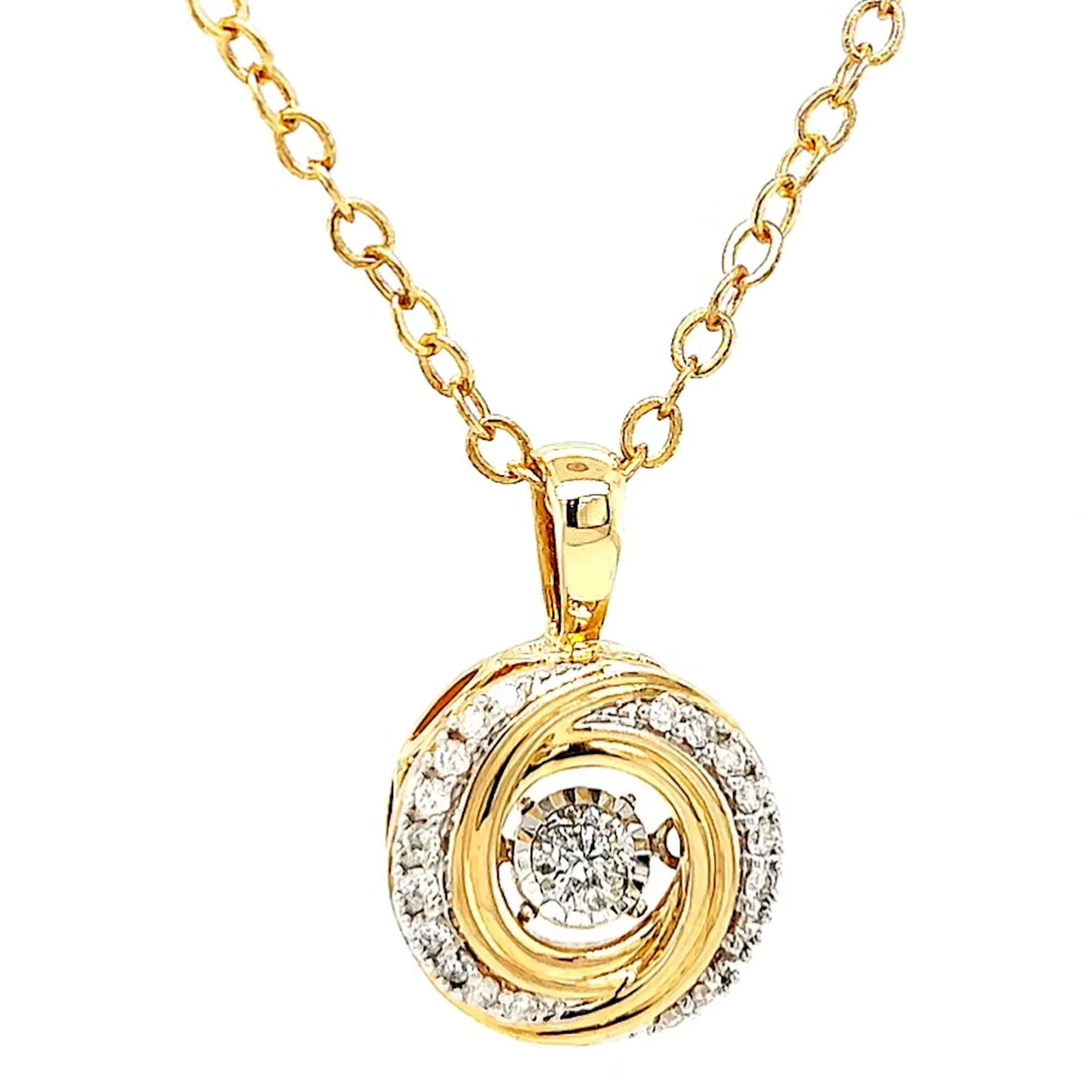 9ct Yellow Gold Round Brilliant Cut Dancing Diamond with 0.20 CARAT tw of Diamond Pendant - Image 73