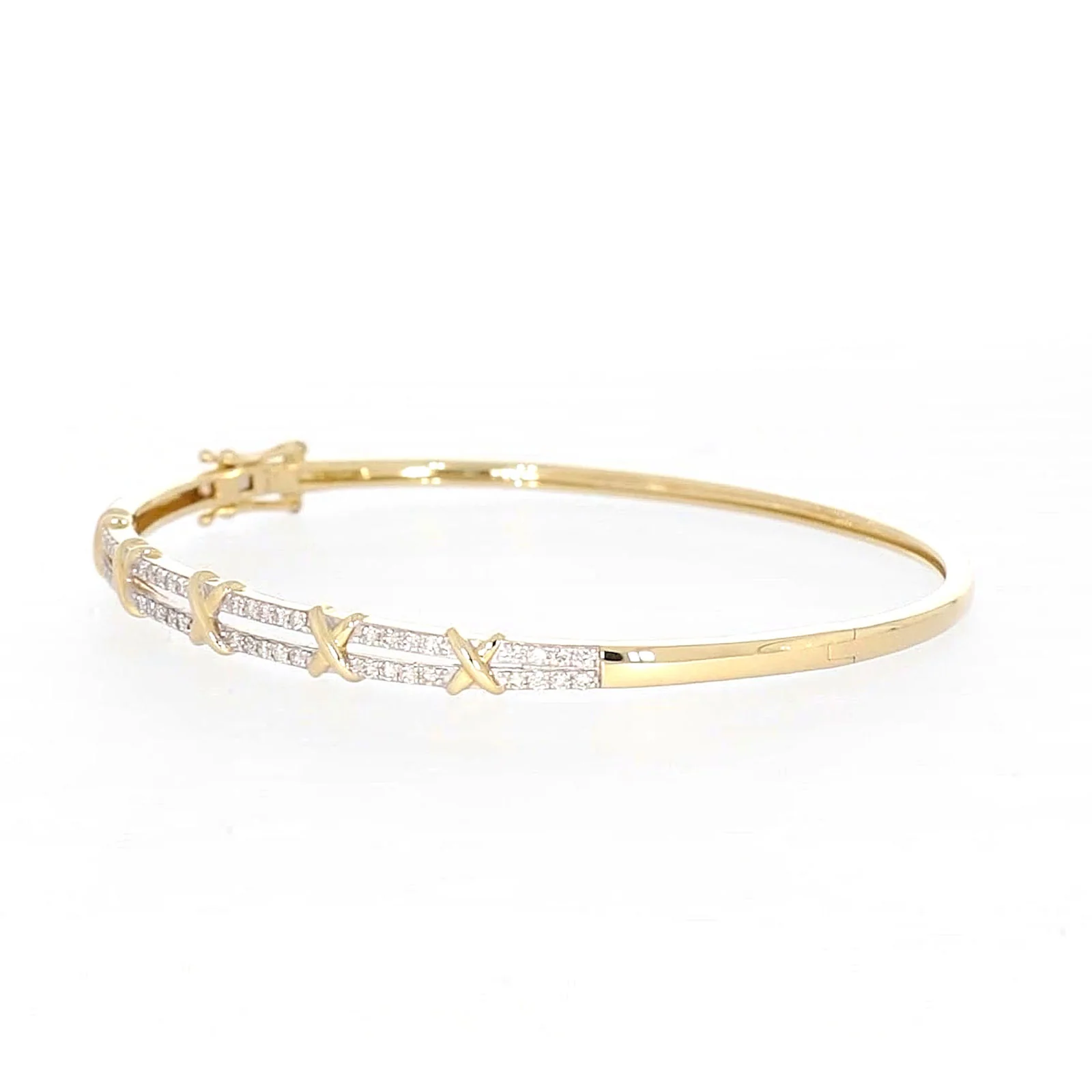 9ct Yellow Gold Round Brilliant Cut with 1/2 CARAT tw of Diamonds Bangle - Image 10