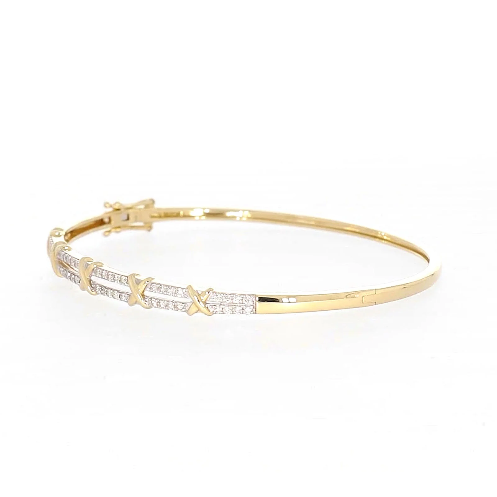 9ct Yellow Gold Round Brilliant Cut with 1/2 CARAT tw of Diamonds Bangle - Image 11