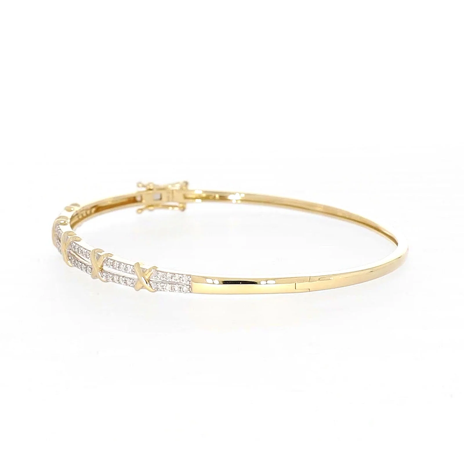 9ct Yellow Gold Round Brilliant Cut with 1/2 CARAT tw of Diamonds Bangle - Image 14