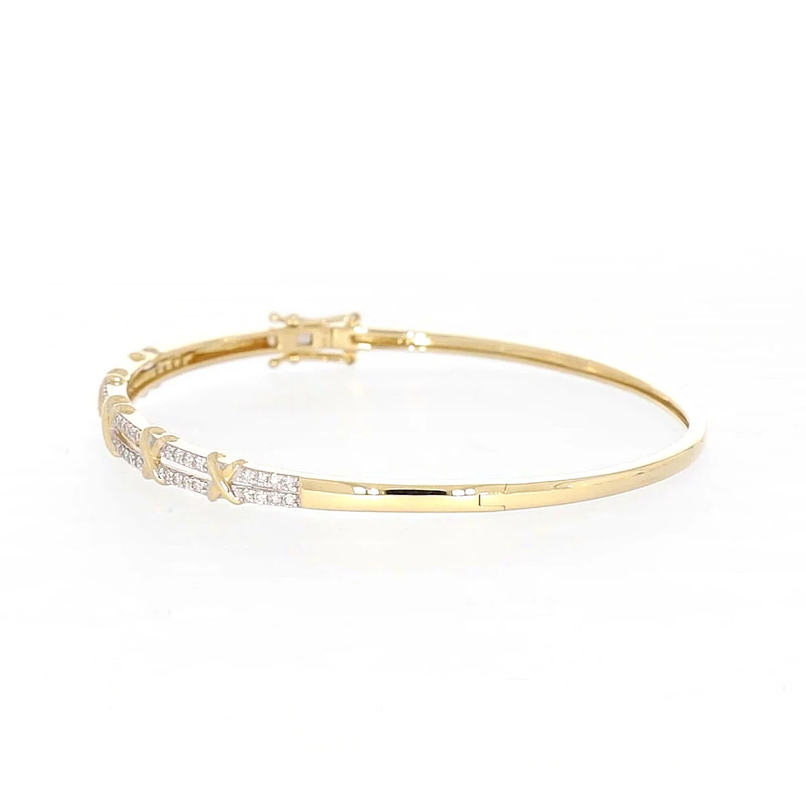 9ct Yellow Gold Round Brilliant Cut with 1/2 CARAT tw of Diamonds Bangle - Image 15