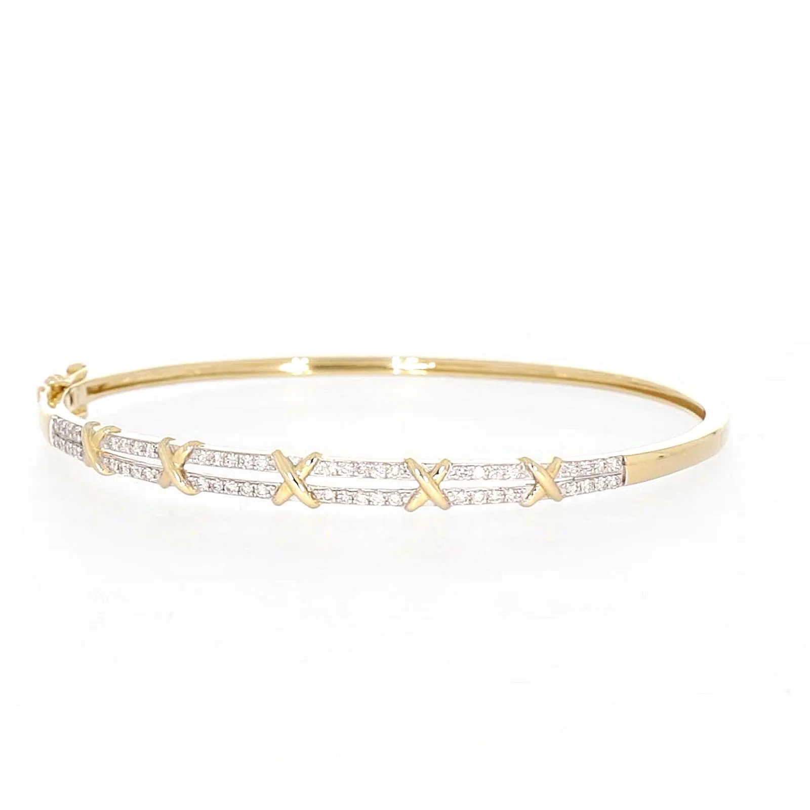 9ct Yellow Gold Round Brilliant Cut with 1/2 CARAT tw of Diamonds Bangle - Image 3