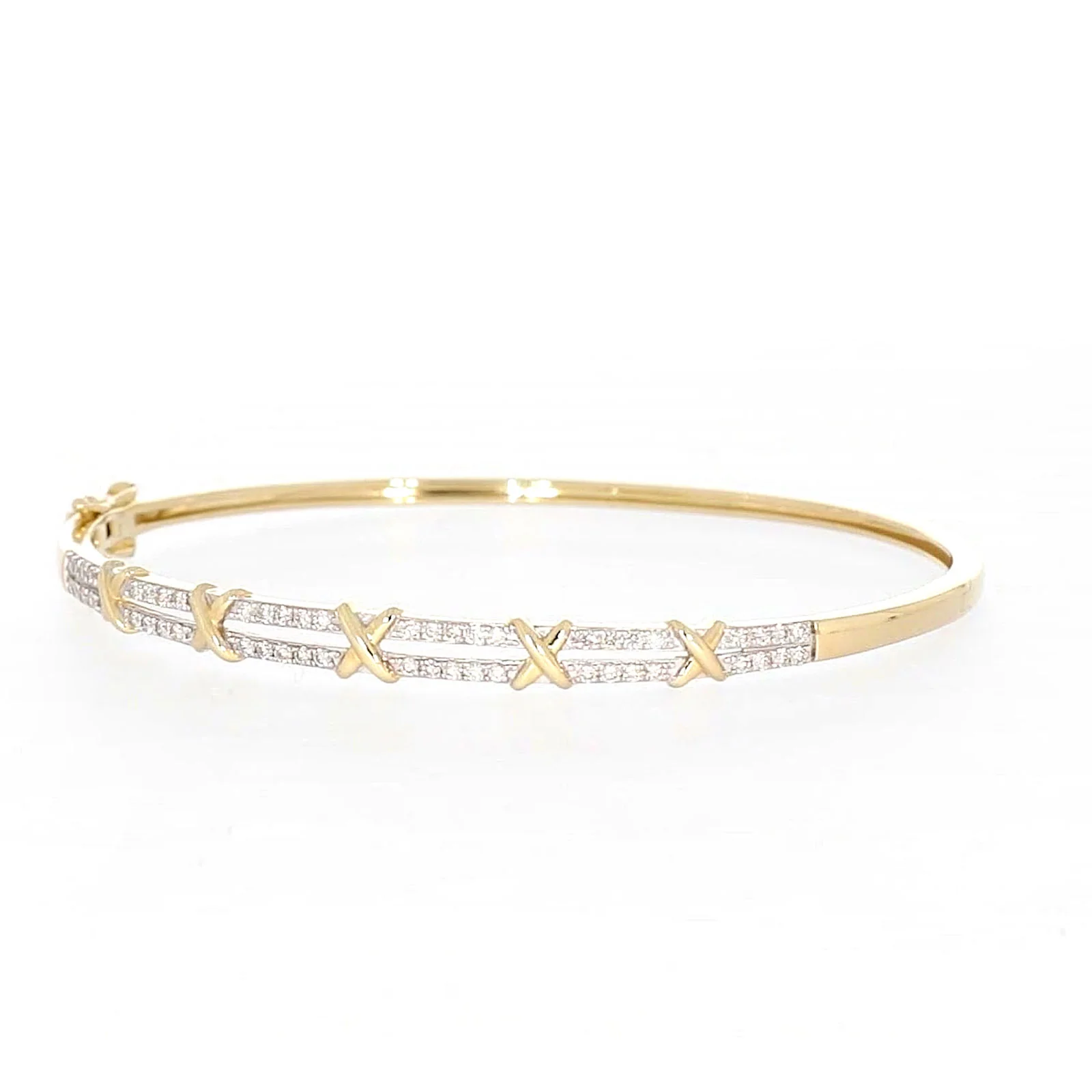 9ct Yellow Gold Round Brilliant Cut with 1/2 CARAT tw of Diamonds Bangle - Image 4