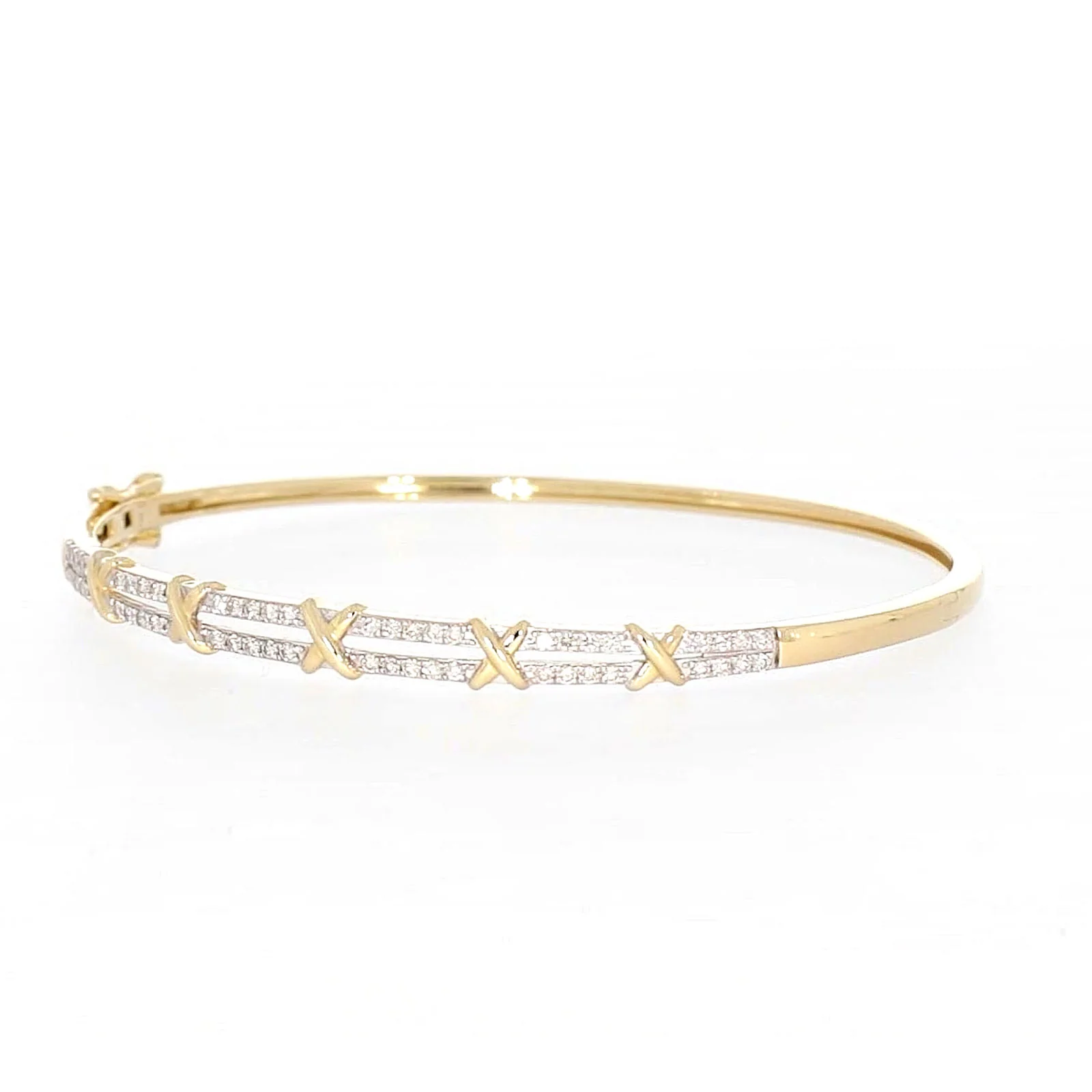 9ct Yellow Gold Round Brilliant Cut with 1/2 CARAT tw of Diamonds Bangle - Image 5