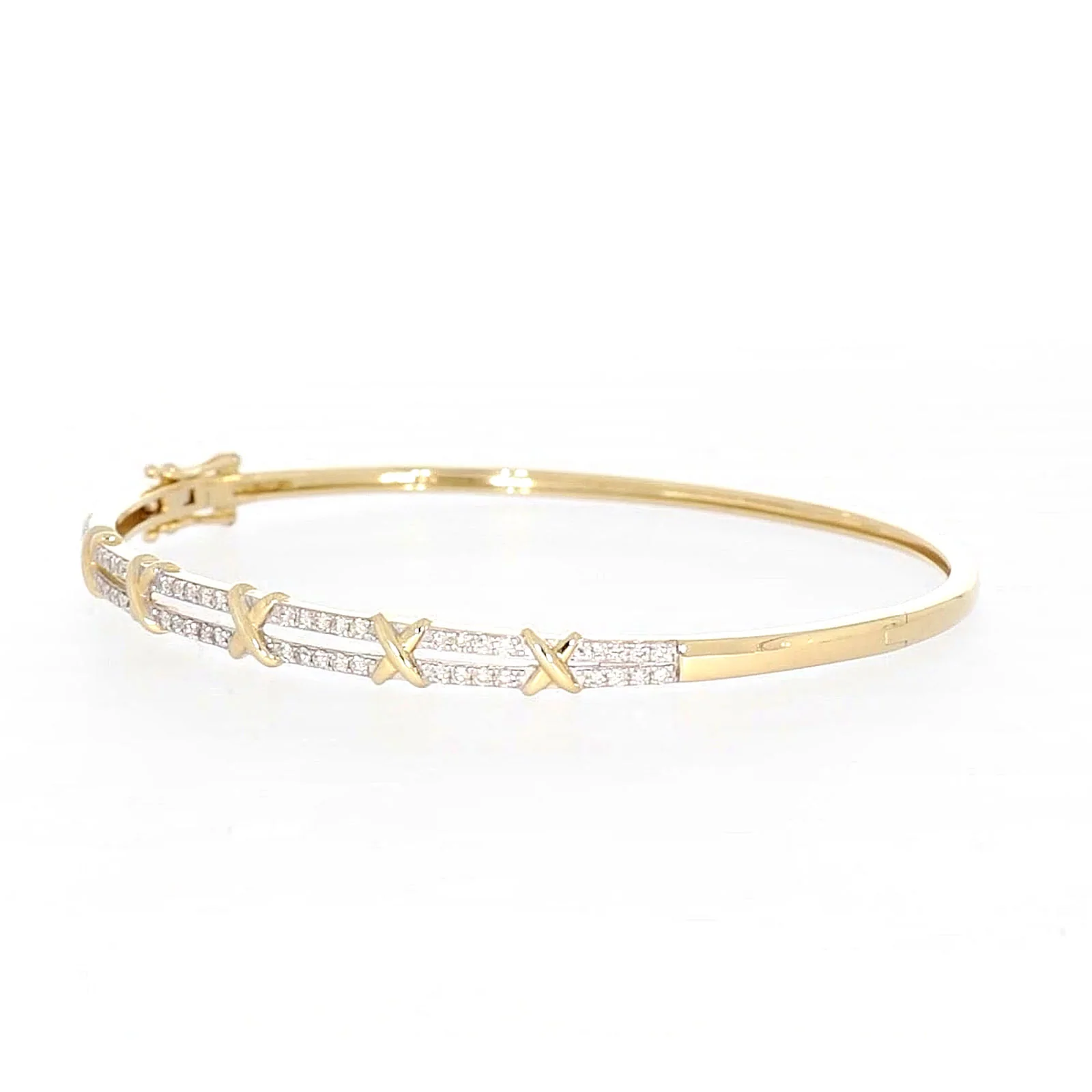 9ct Yellow Gold Round Brilliant Cut with 1/2 CARAT tw of Diamonds Bangle - Image 8