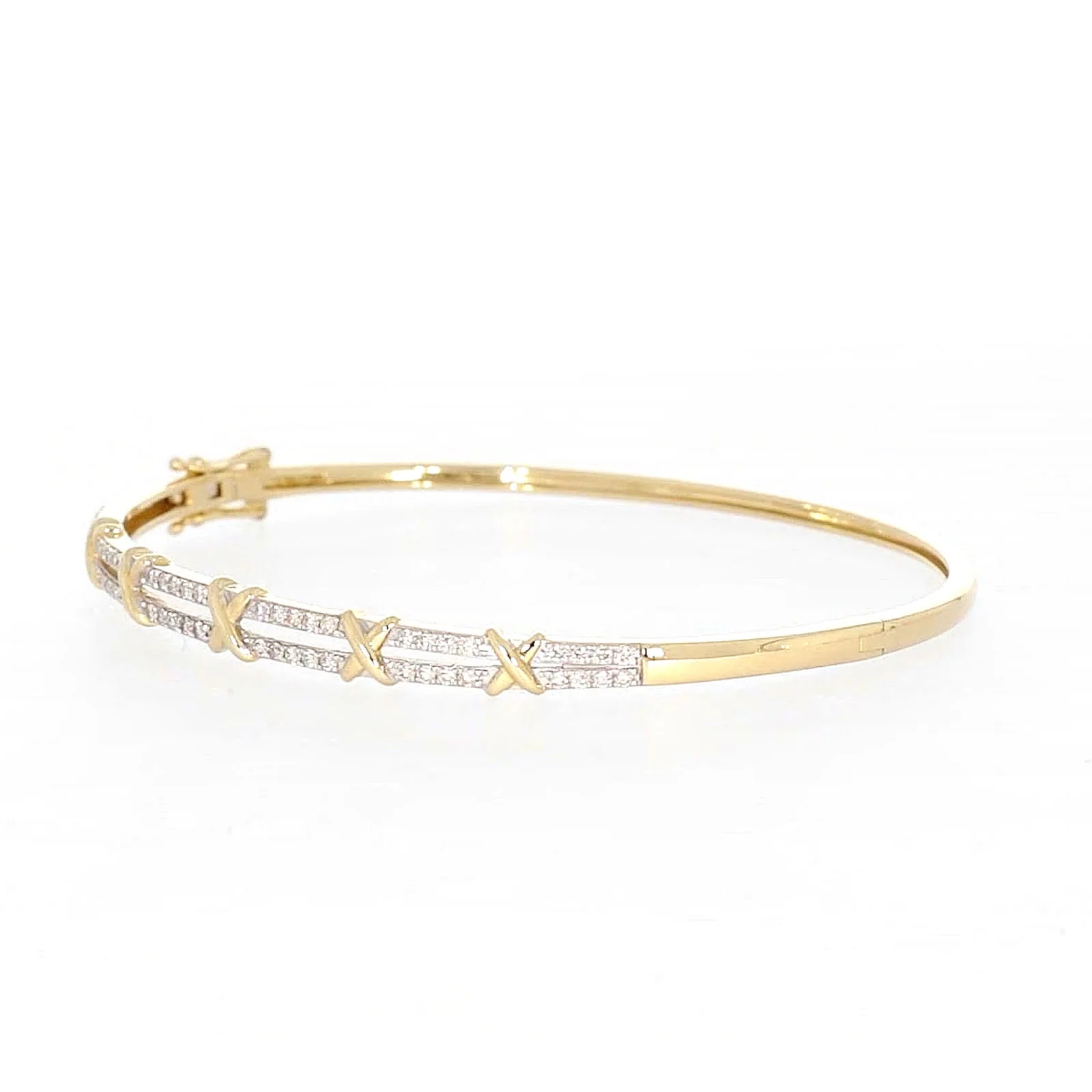 9ct Yellow Gold Round Brilliant Cut with 1/2 CARAT tw of Diamonds Bangle - Image 9