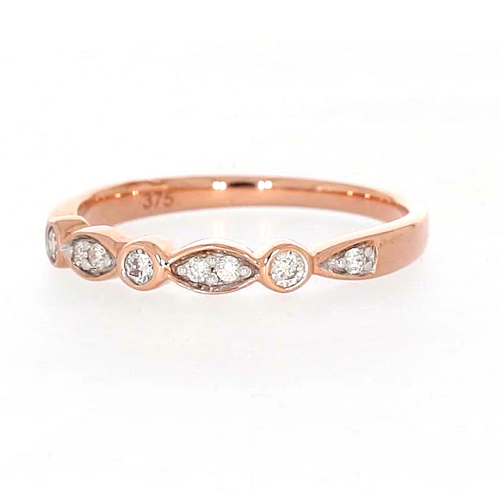 9ct Rose Gold Round Brilliant Cut with 0.15 Carat tw of Diamonds Ring - Image 7