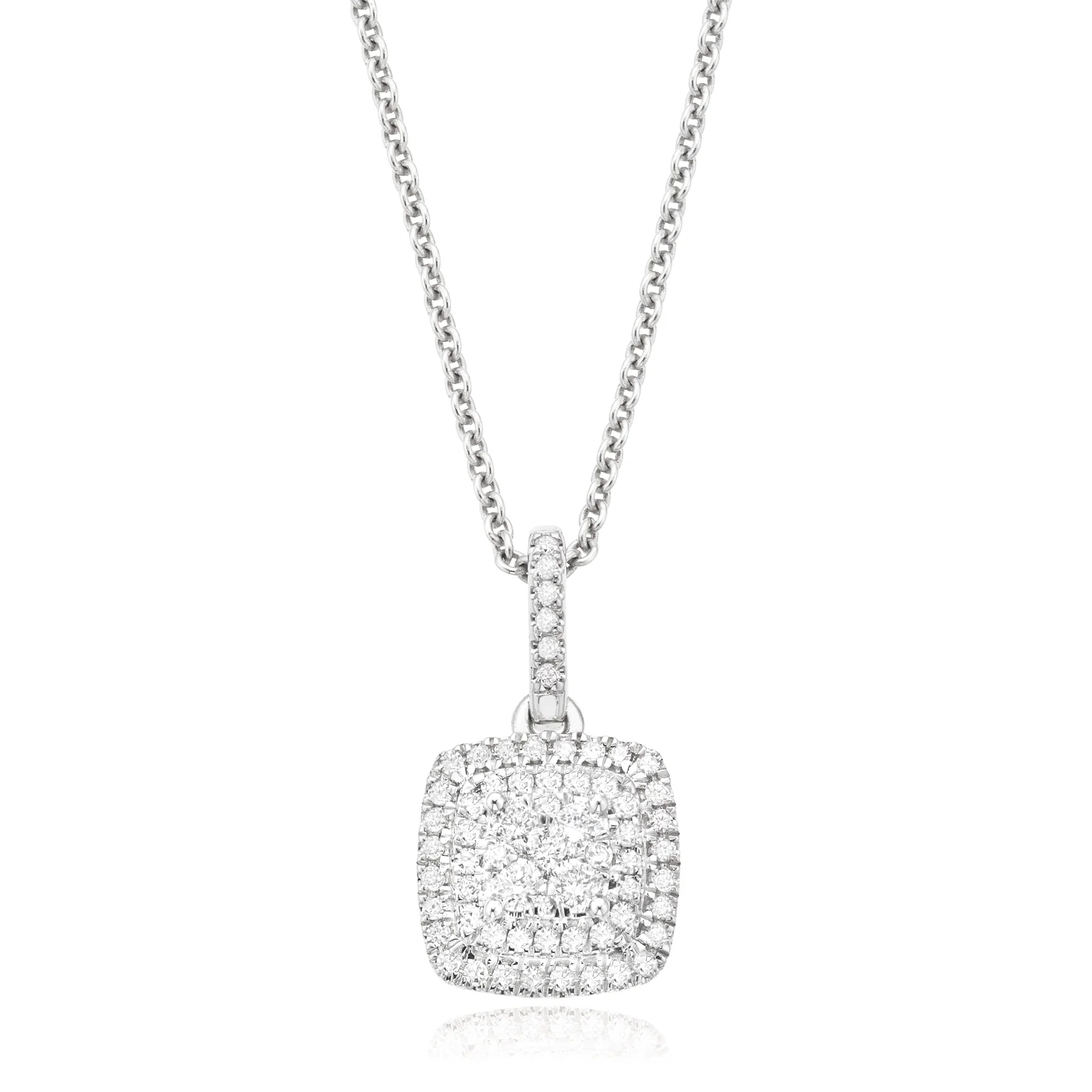 London 9ct White Gold Round Brilliant Cut with 1/4 CARAT tw of Diamond Pendant