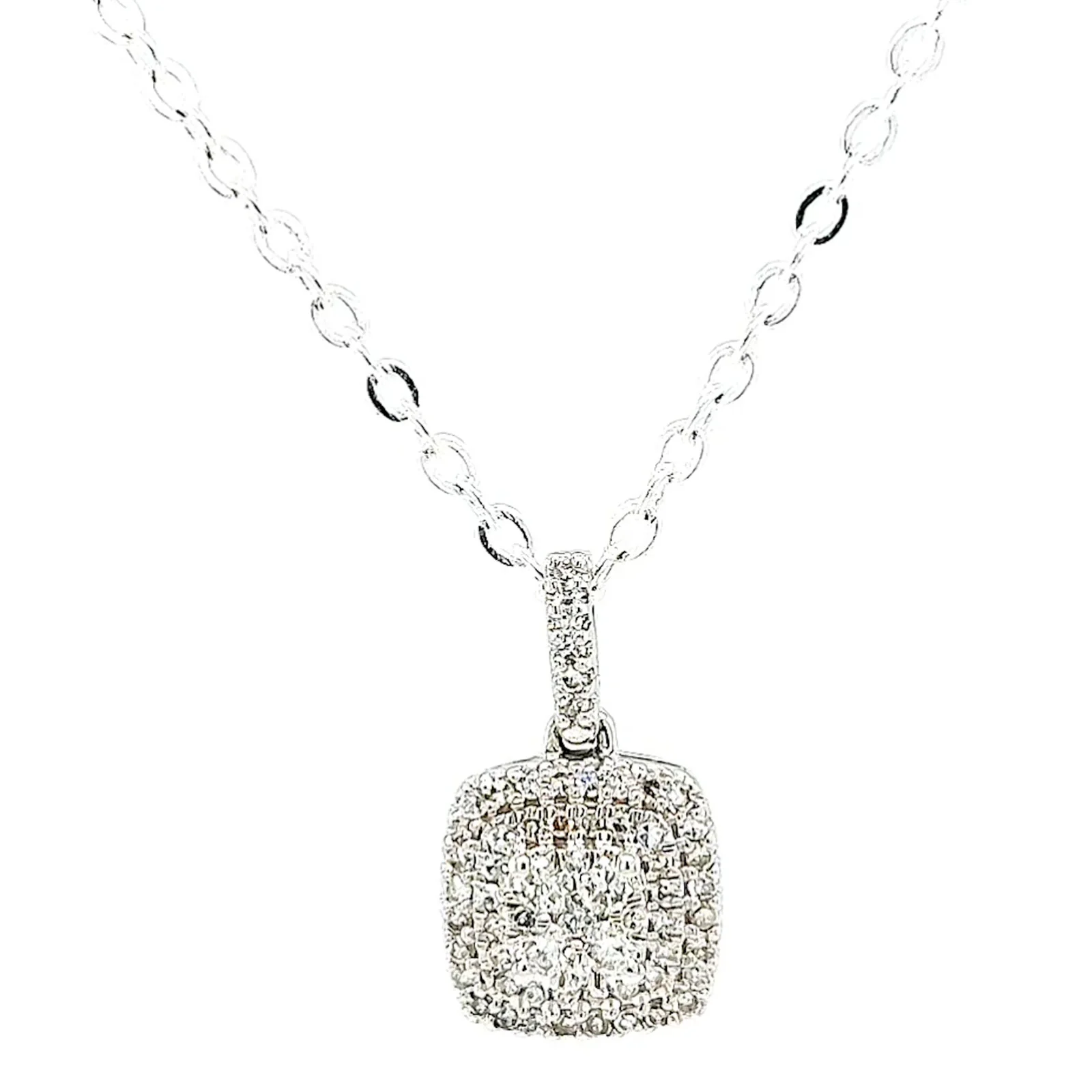 London 9ct White Gold Round Brilliant Cut with 1/4 CARAT tw of Diamond Pendant - Image 2
