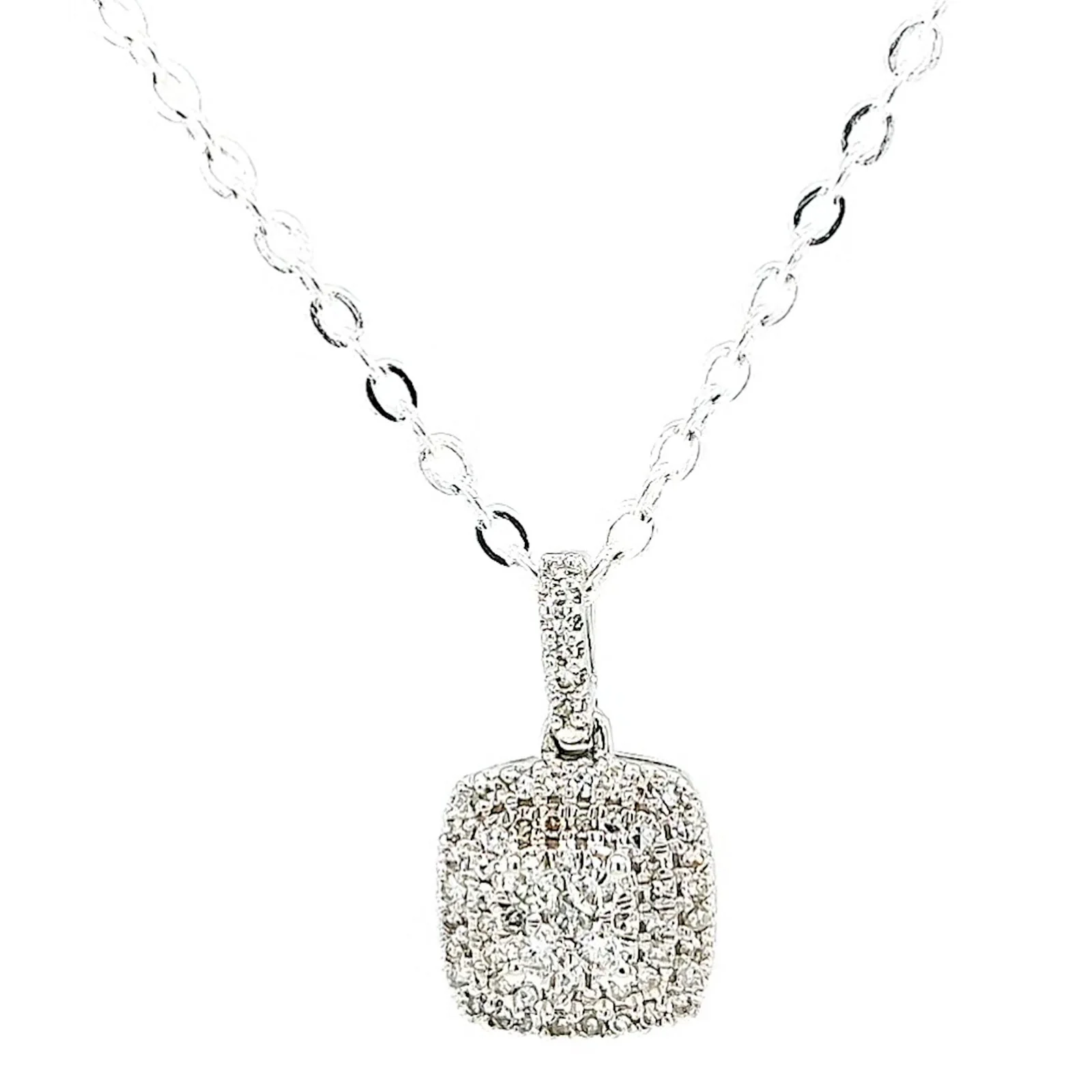 London 9ct White Gold Round Brilliant Cut with 1/4 CARAT tw of Diamond Pendant - Image 3