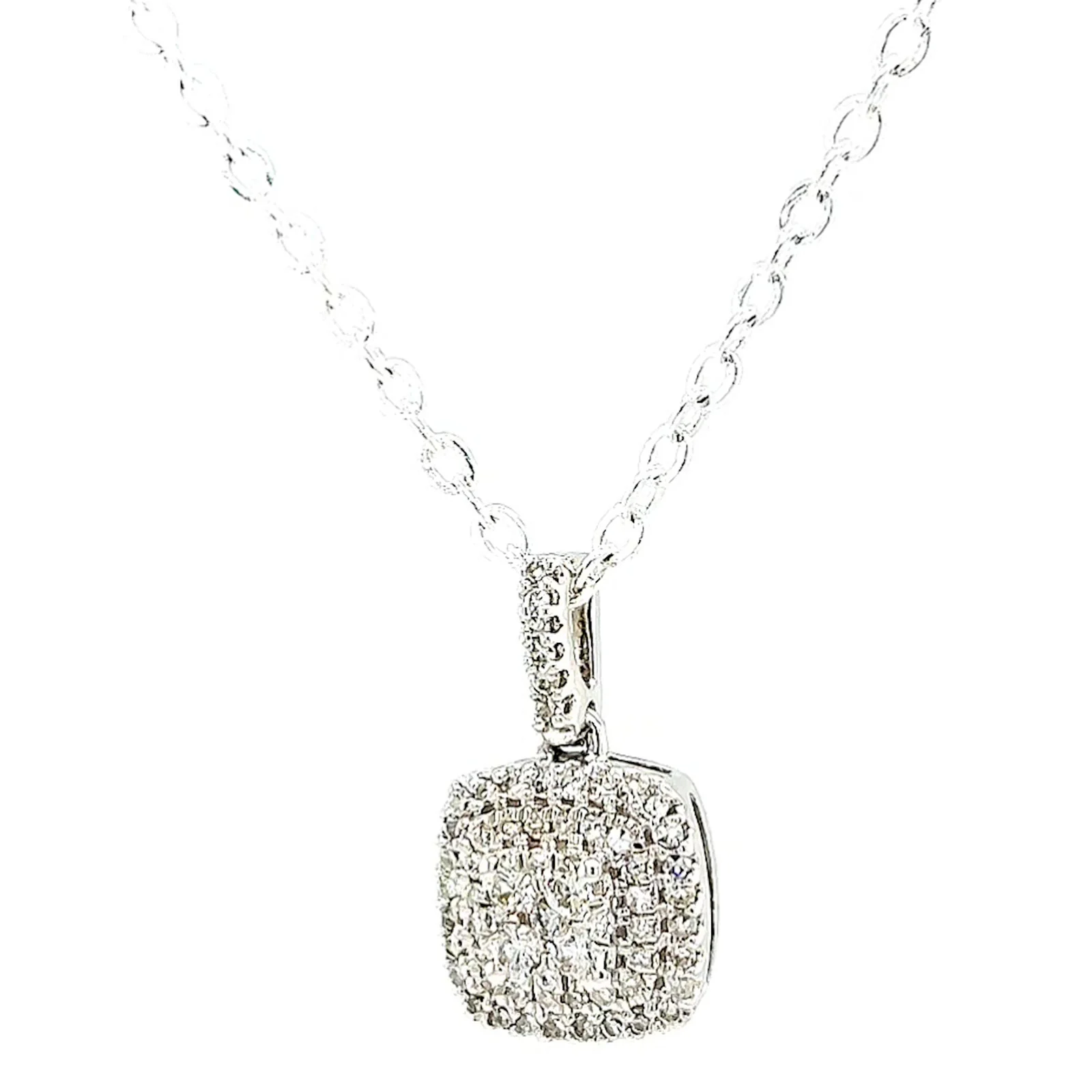 London 9ct White Gold Round Brilliant Cut with 1/4 CARAT tw of Diamond Pendant - Image 6