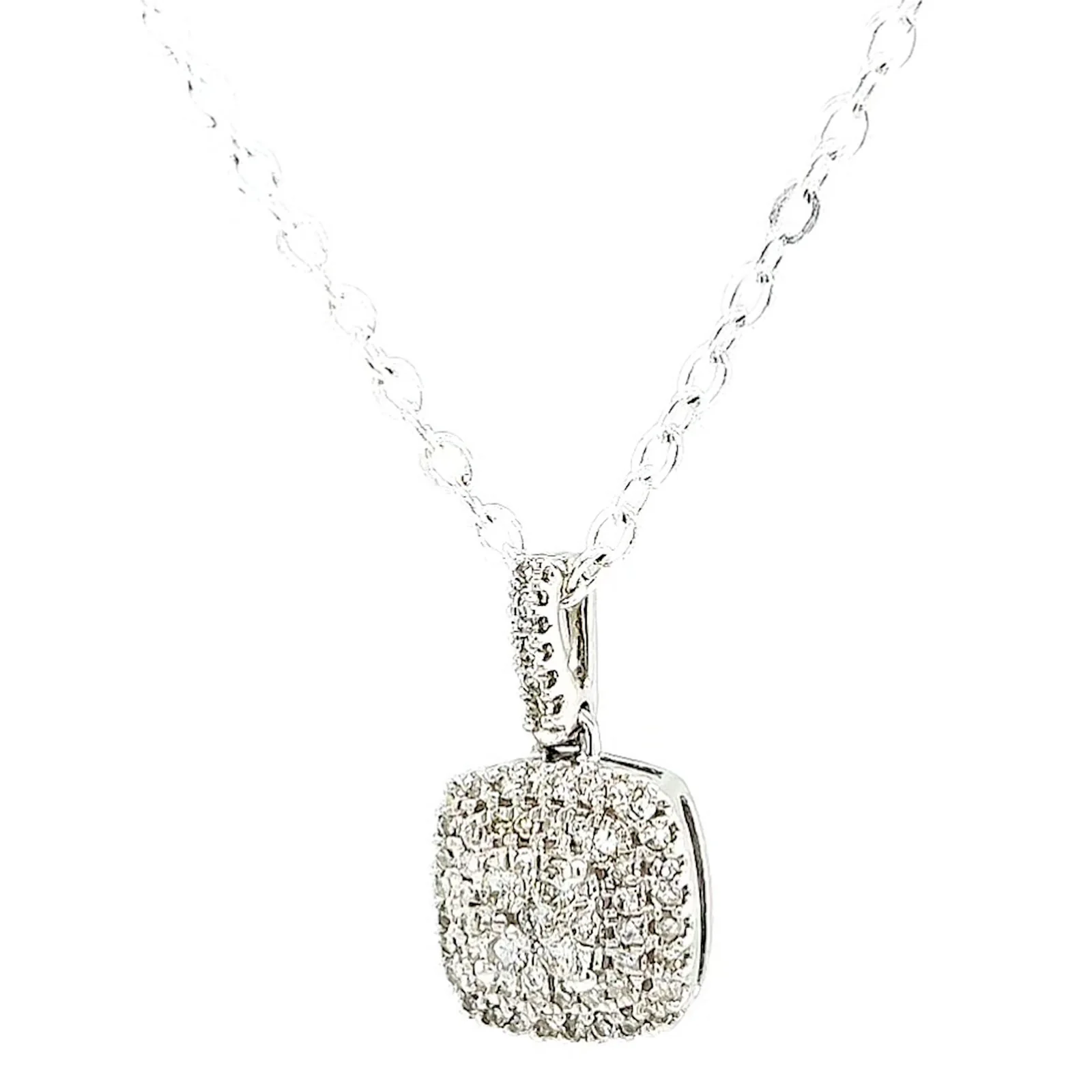 London 9ct White Gold Round Brilliant Cut with 1/4 CARAT tw of Diamond Pendant - Image 7