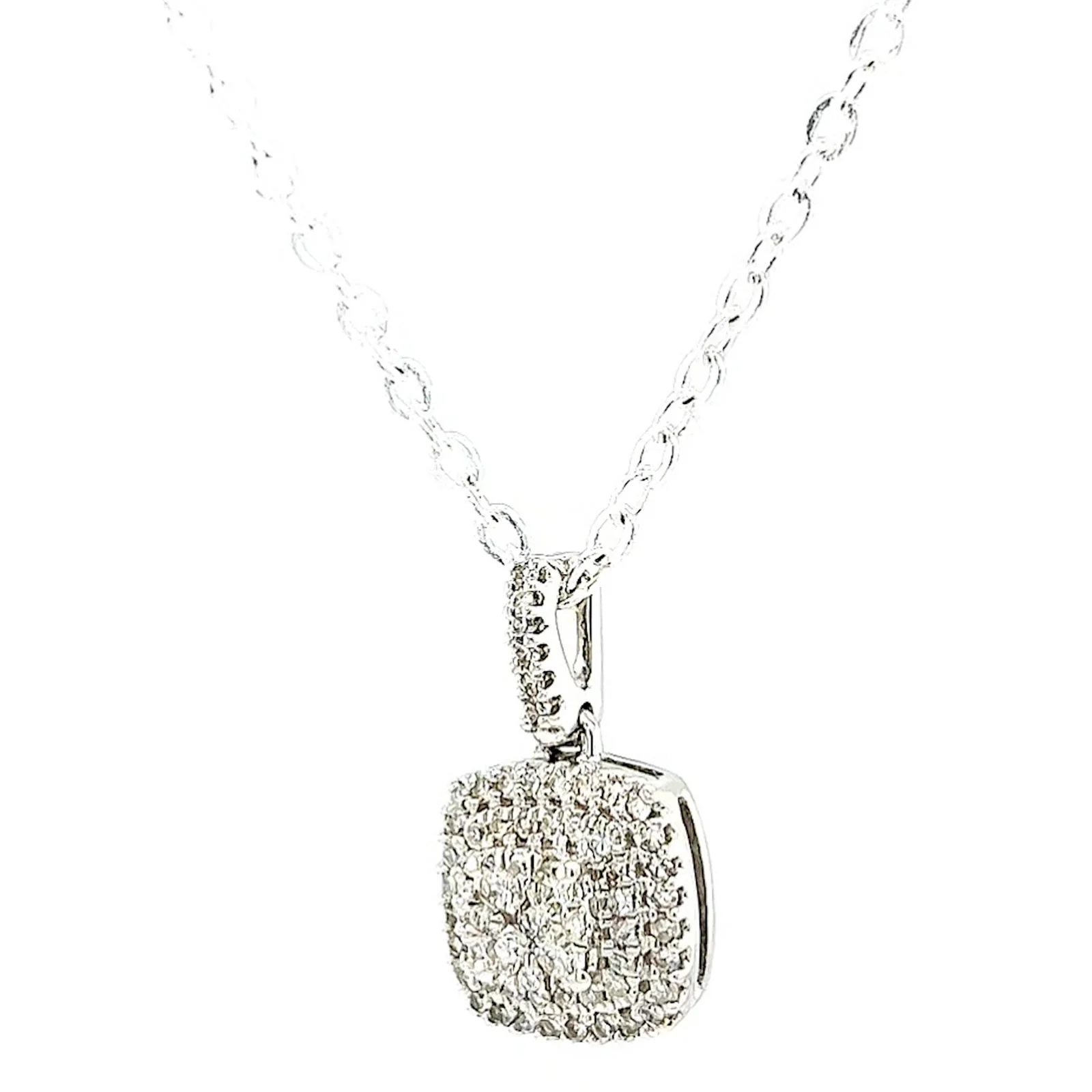 London 9ct White Gold Round Brilliant Cut with 1/4 CARAT tw of Diamond Pendant - Image 8