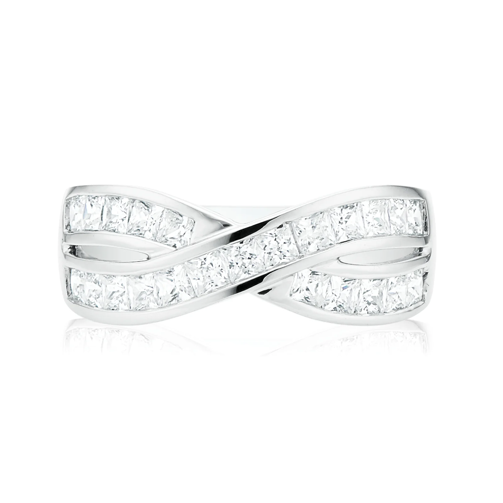 Sterling Silver Cubic Zirconia Cross Over Ring