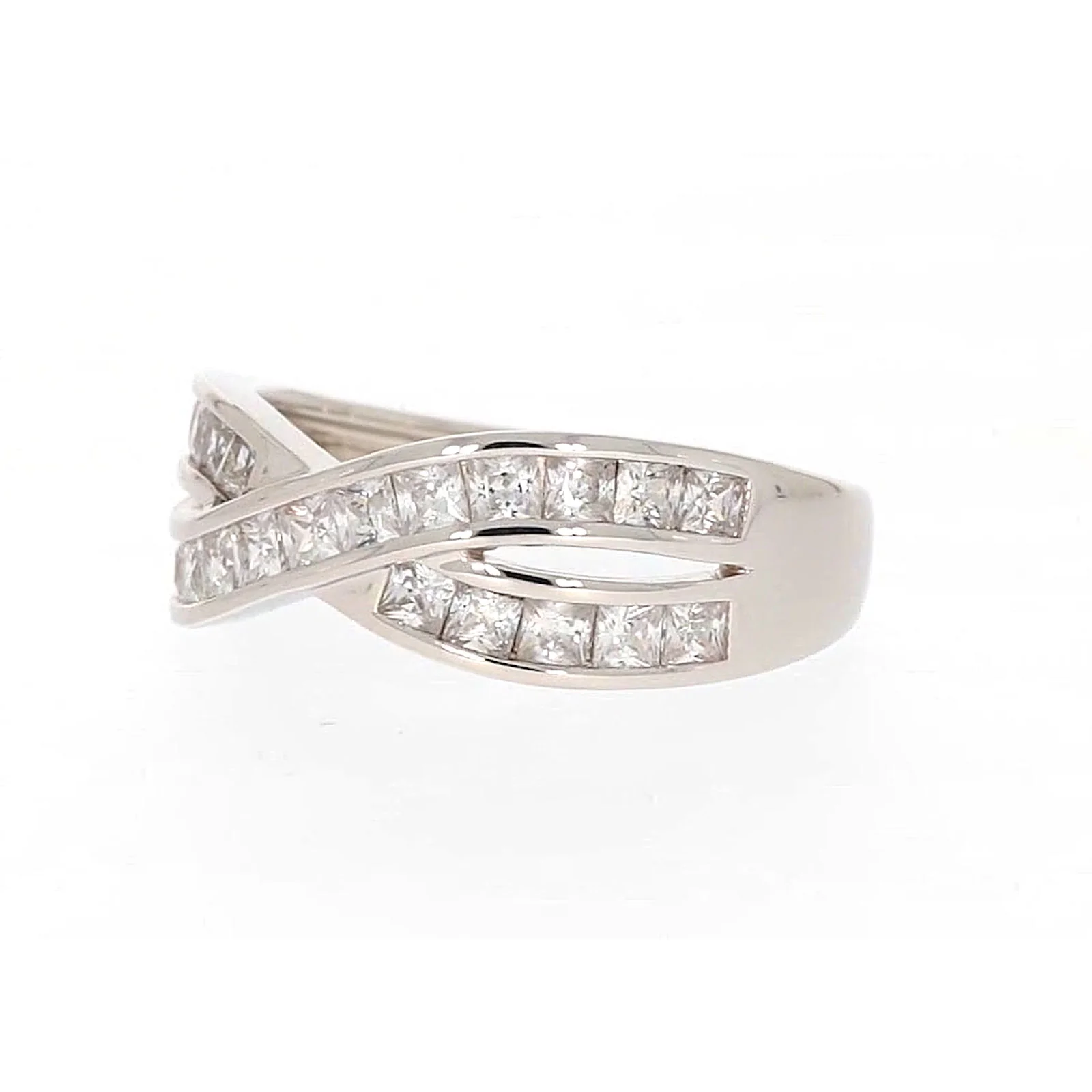 Sterling Silver Cubic Zirconia Cross Over Ring - Image 10