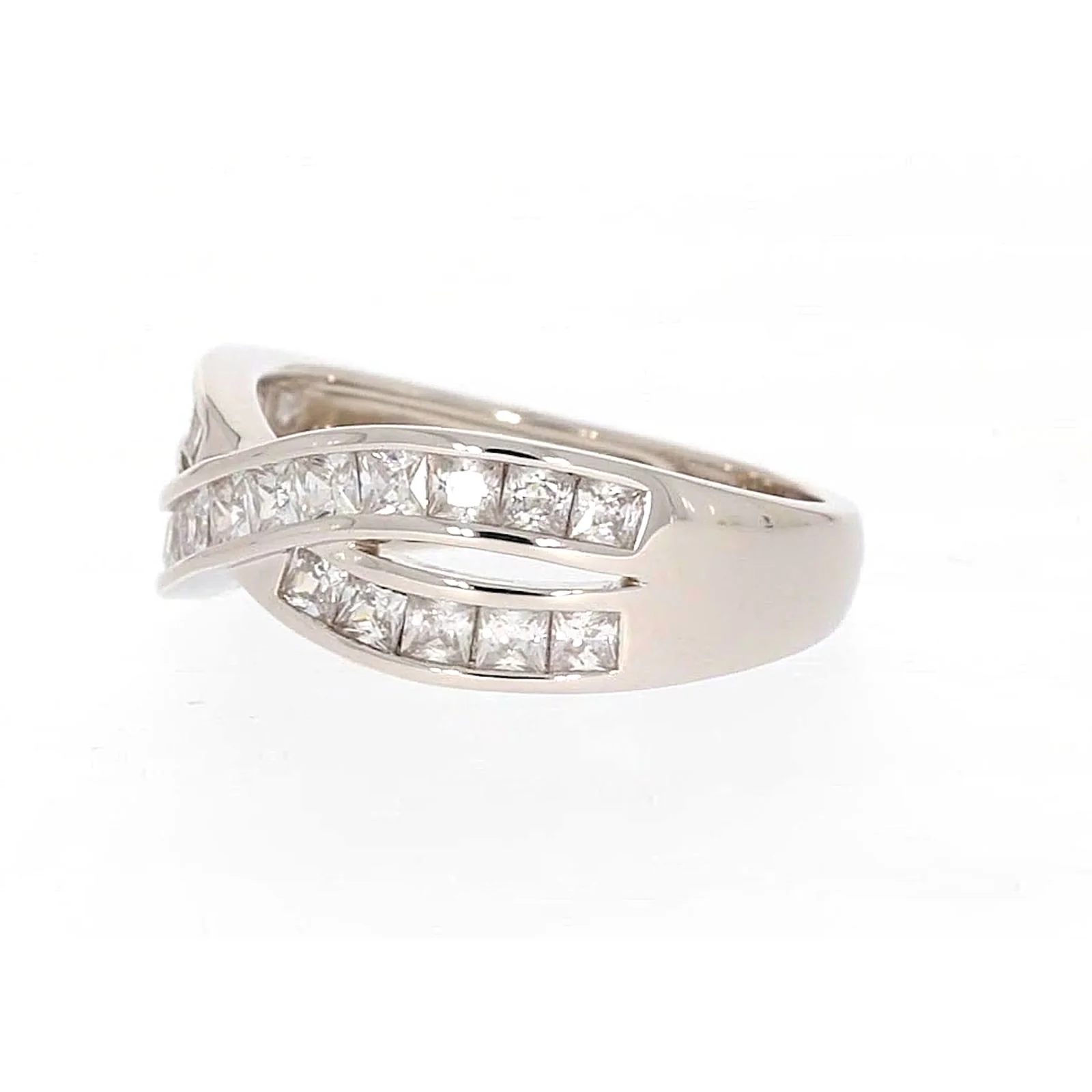 Sterling Silver Cubic Zirconia Cross Over Ring - Image 14
