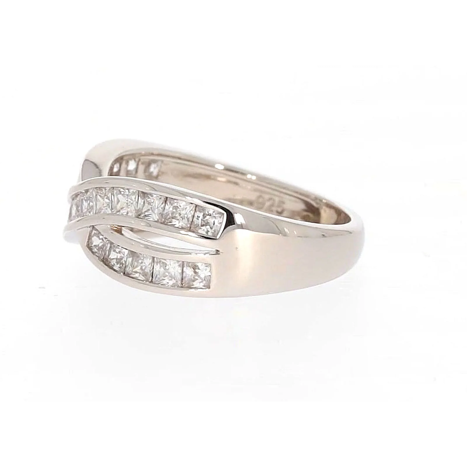 Sterling Silver Cubic Zirconia Cross Over Ring - Image 18