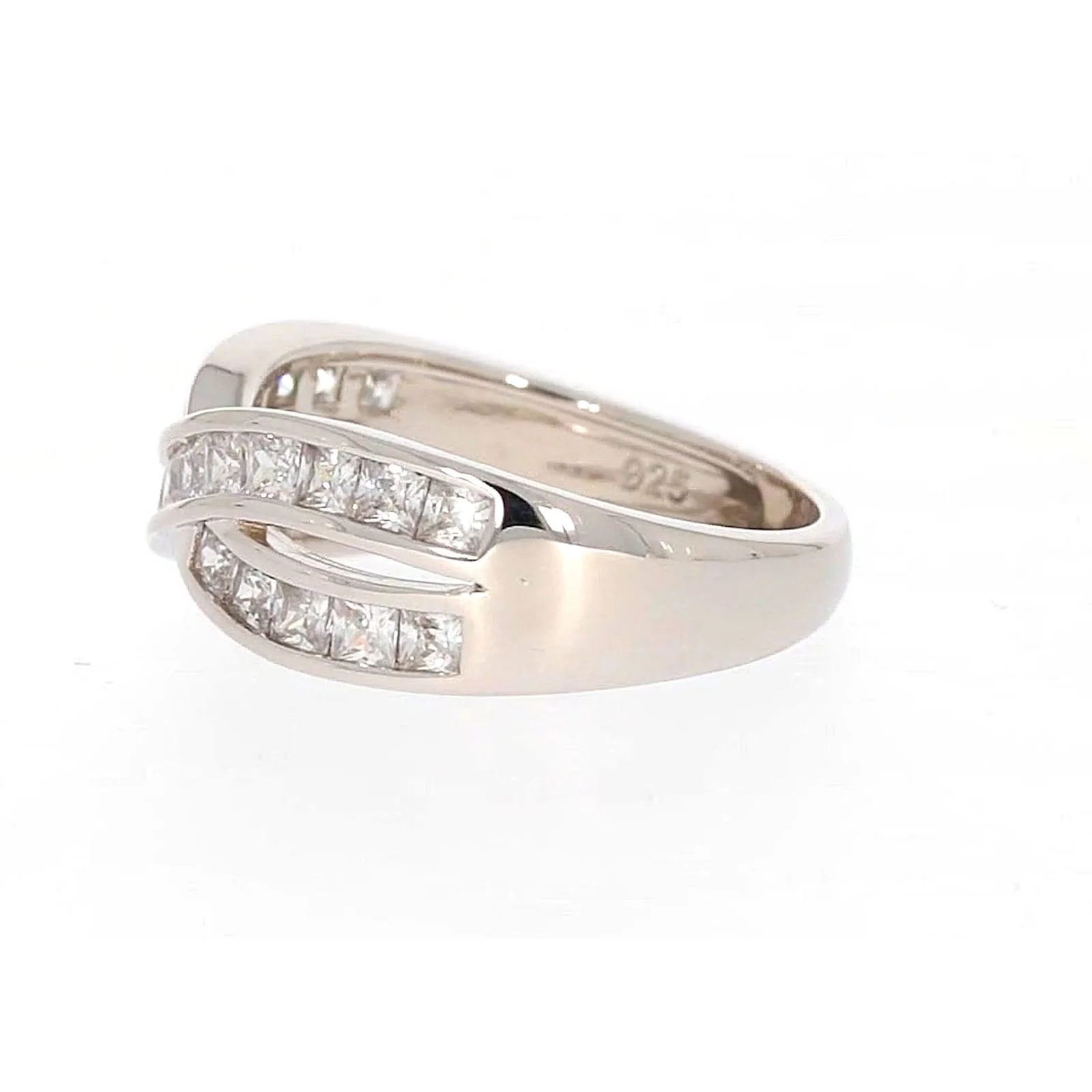 Sterling Silver Cubic Zirconia Cross Over Ring - Image 19