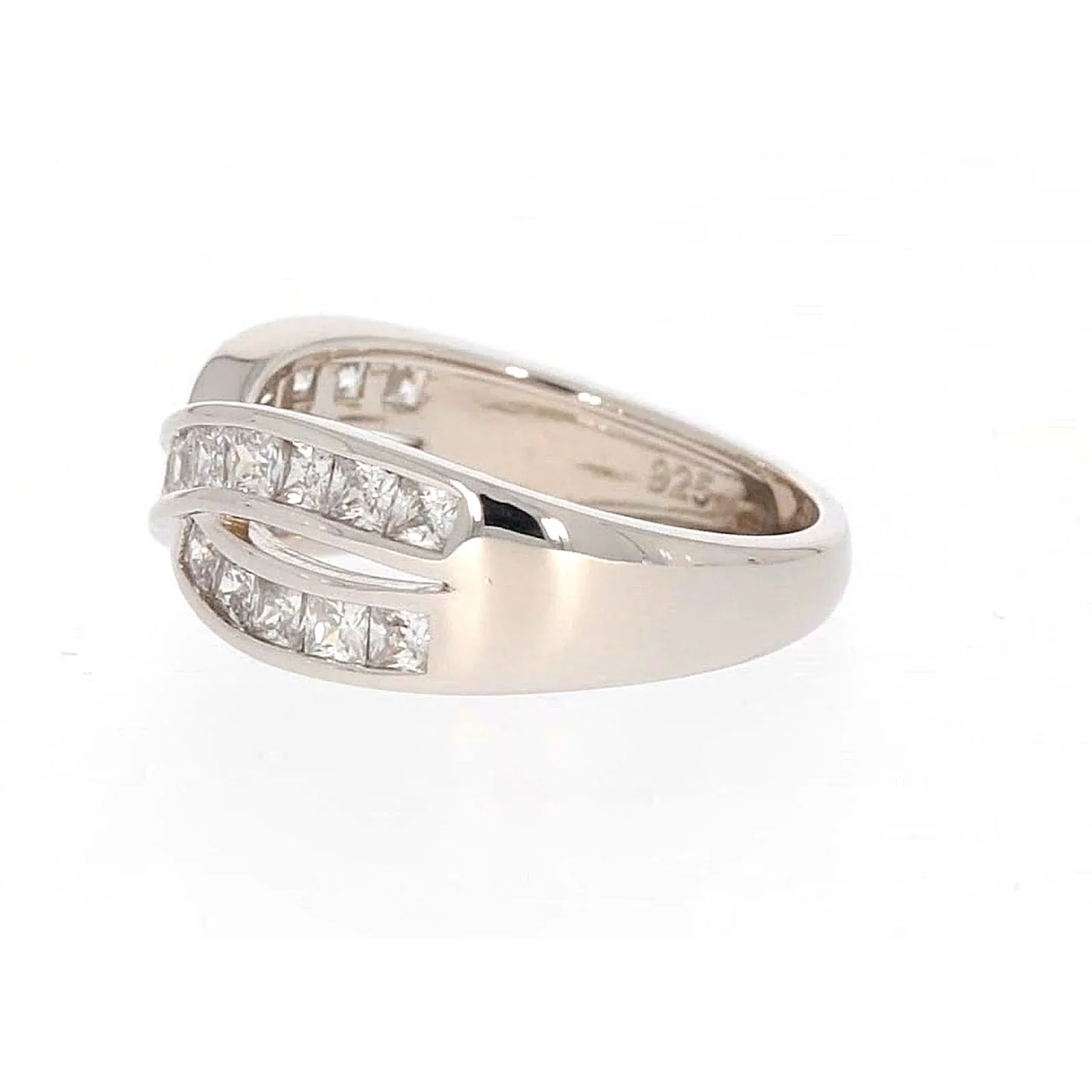 Sterling Silver Cubic Zirconia Cross Over Ring - Image 20