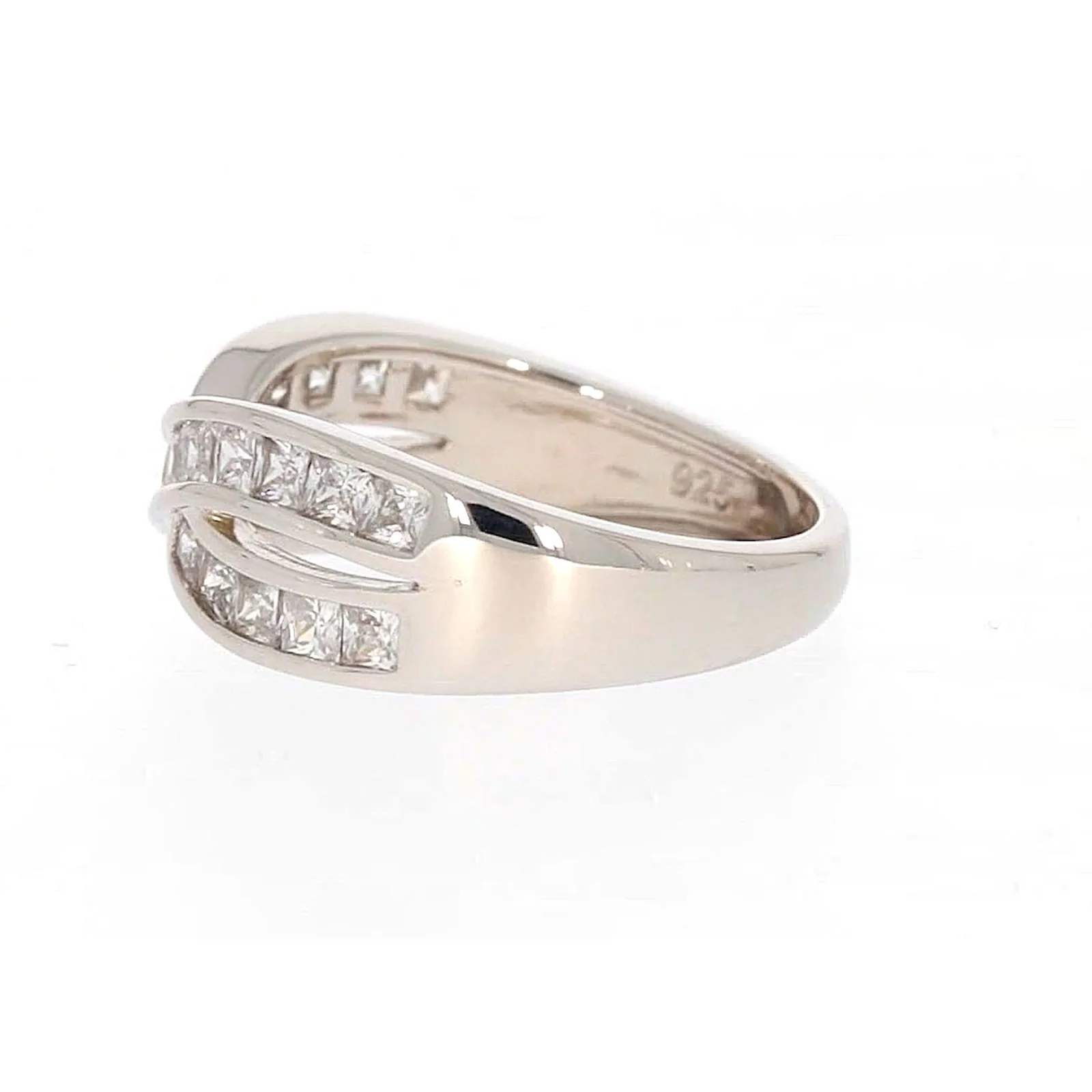 Sterling Silver Cubic Zirconia Cross Over Ring - Image 21