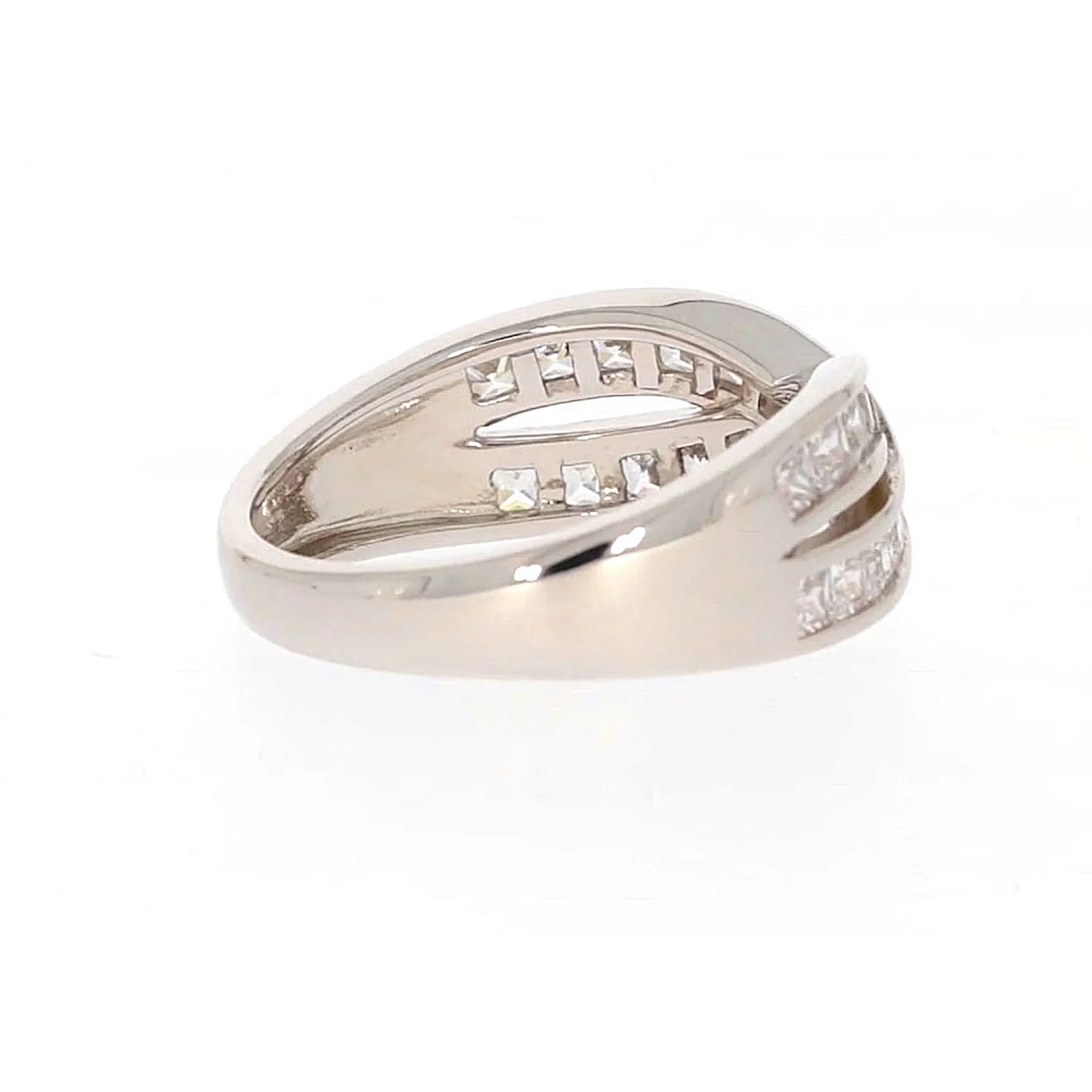 Sterling Silver Cubic Zirconia Cross Over Ring - Image 52