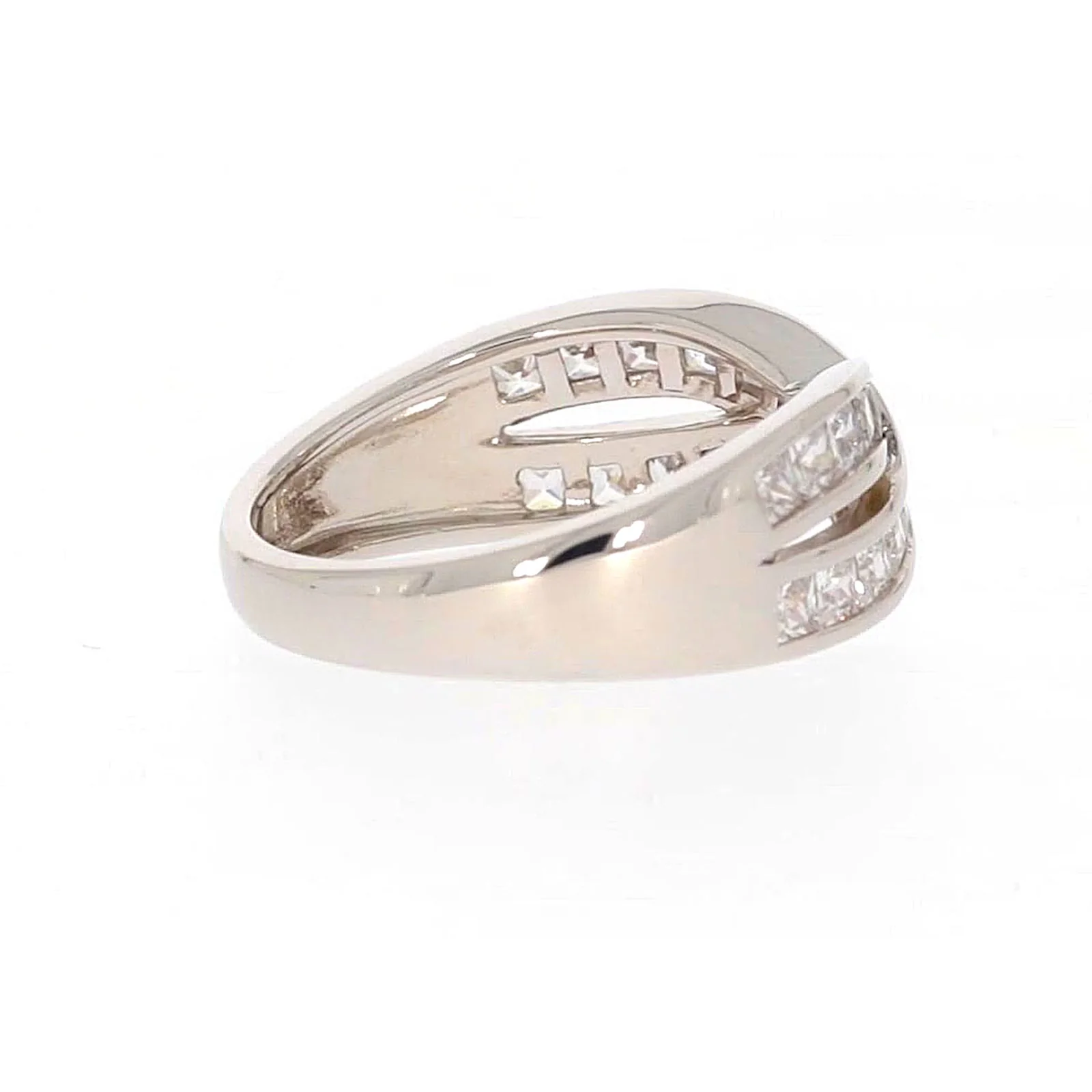 Sterling Silver Cubic Zirconia Cross Over Ring - Image 53