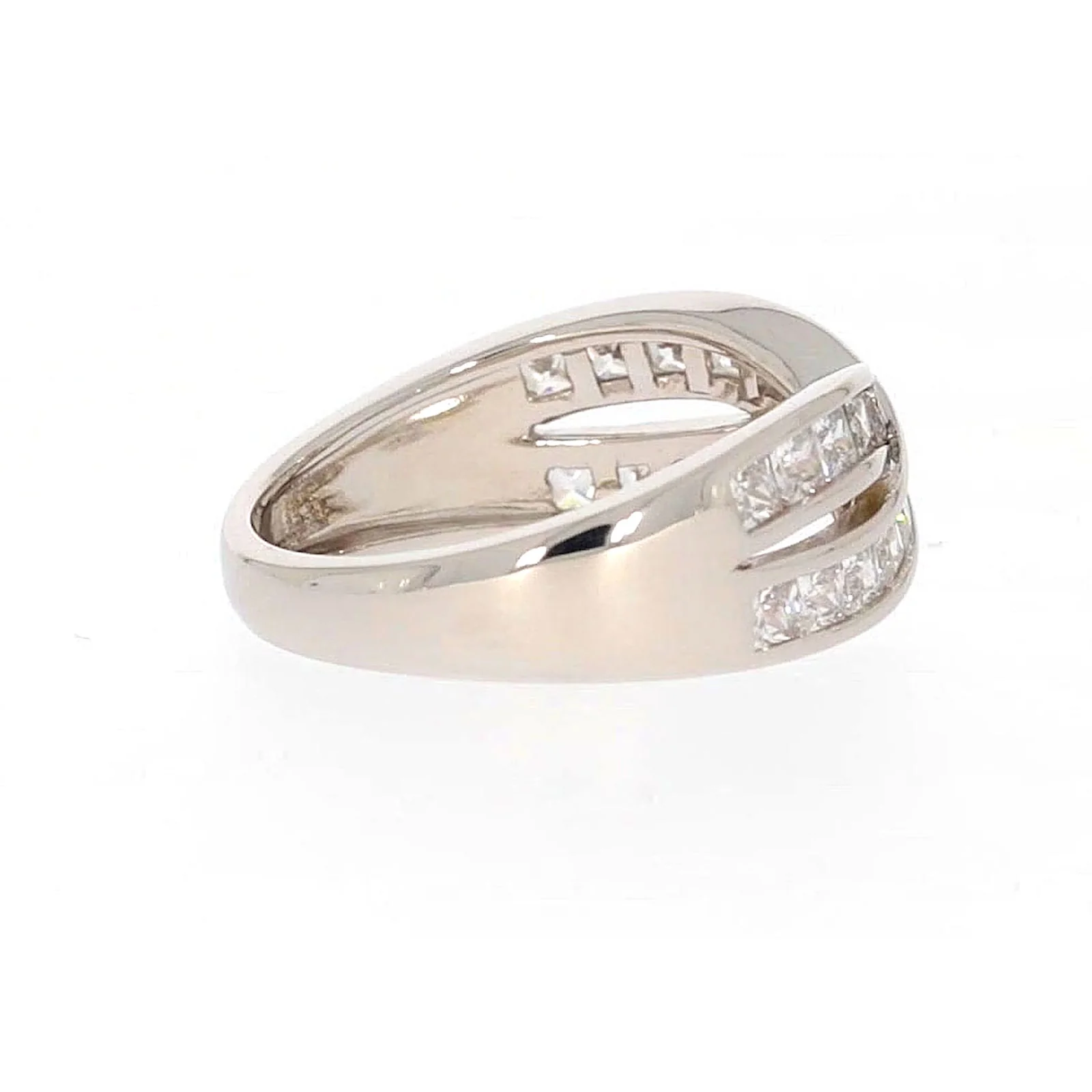 Sterling Silver Cubic Zirconia Cross Over Ring - Image 54