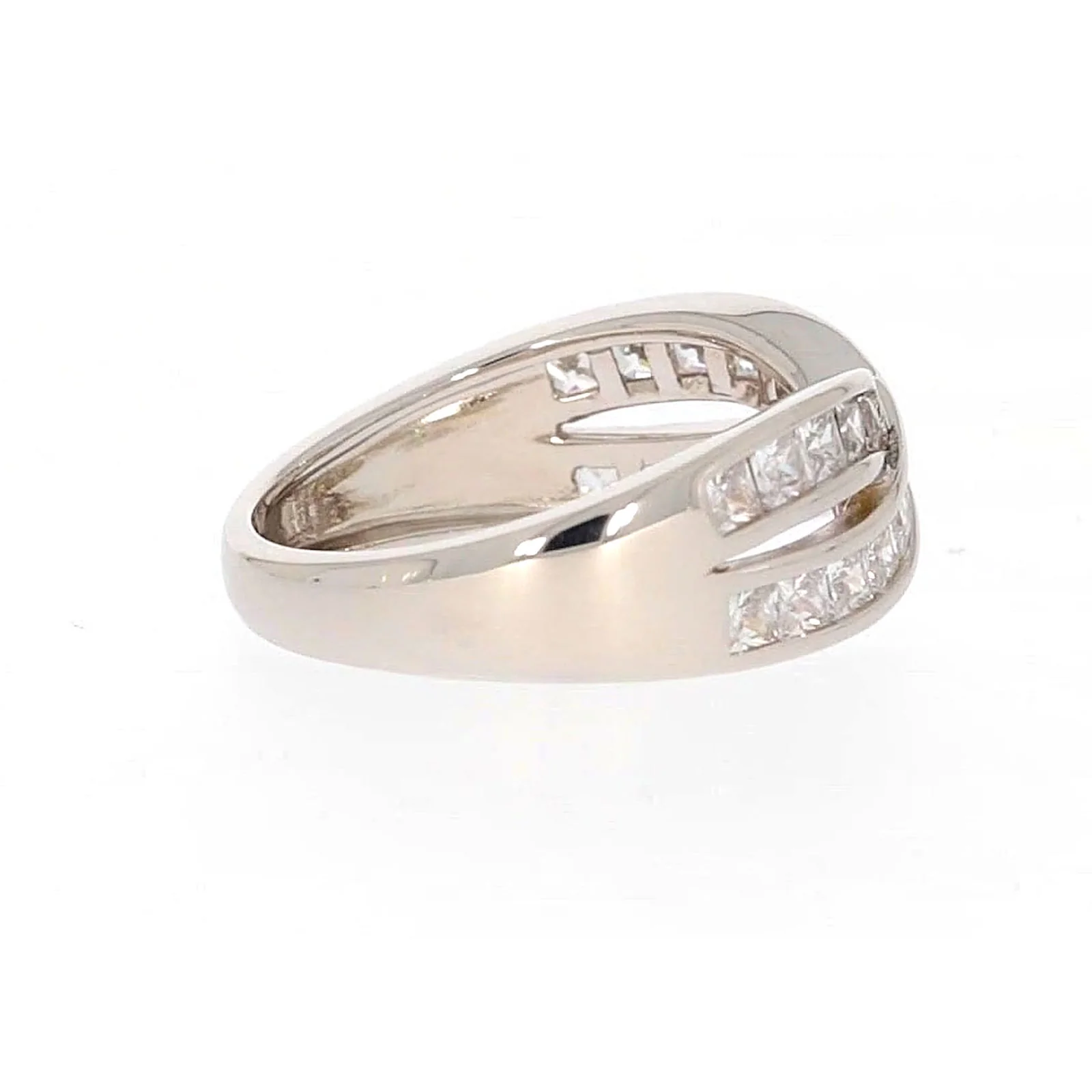 Sterling Silver Cubic Zirconia Cross Over Ring - Image 55