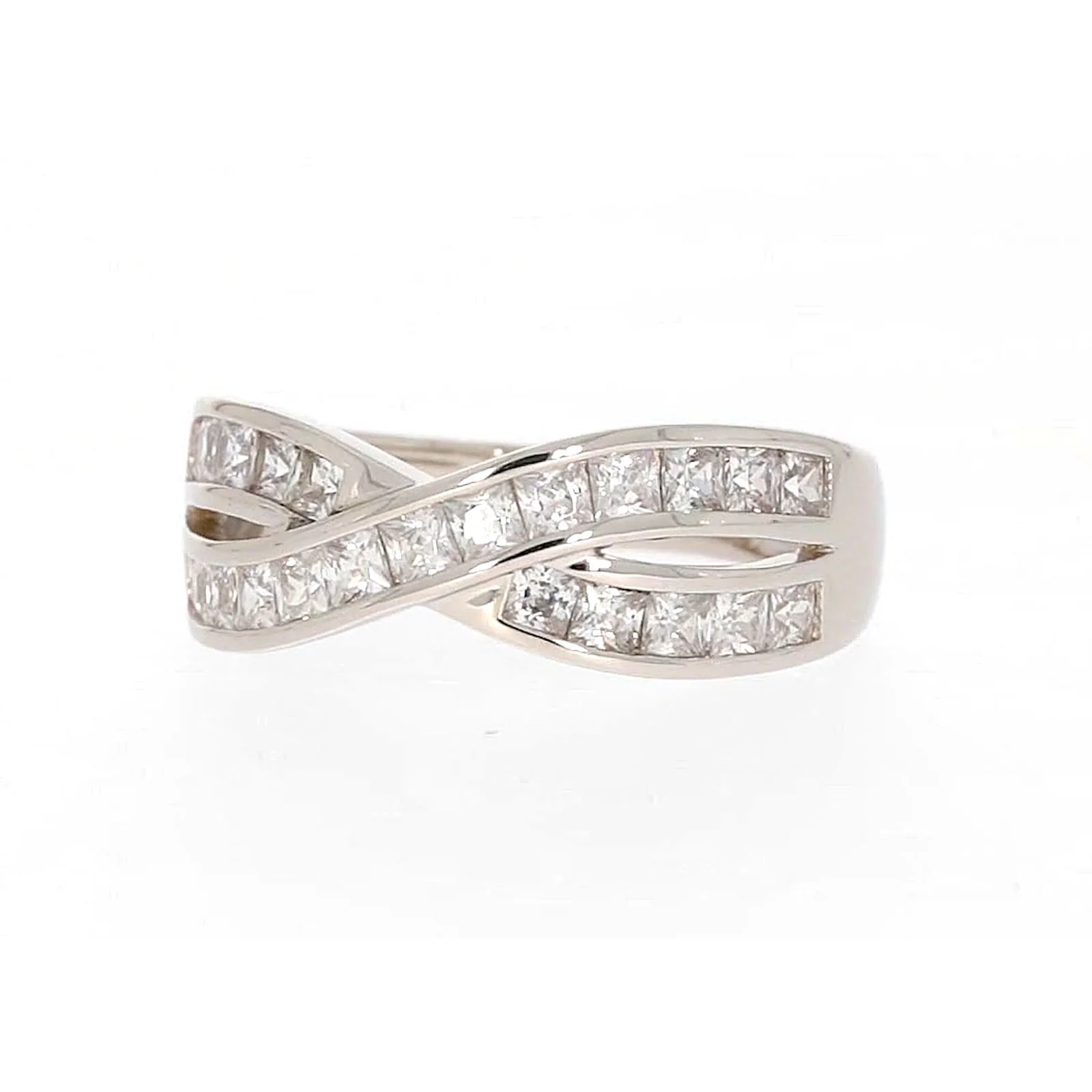 Sterling Silver Cubic Zirconia Cross Over Ring - Image 6