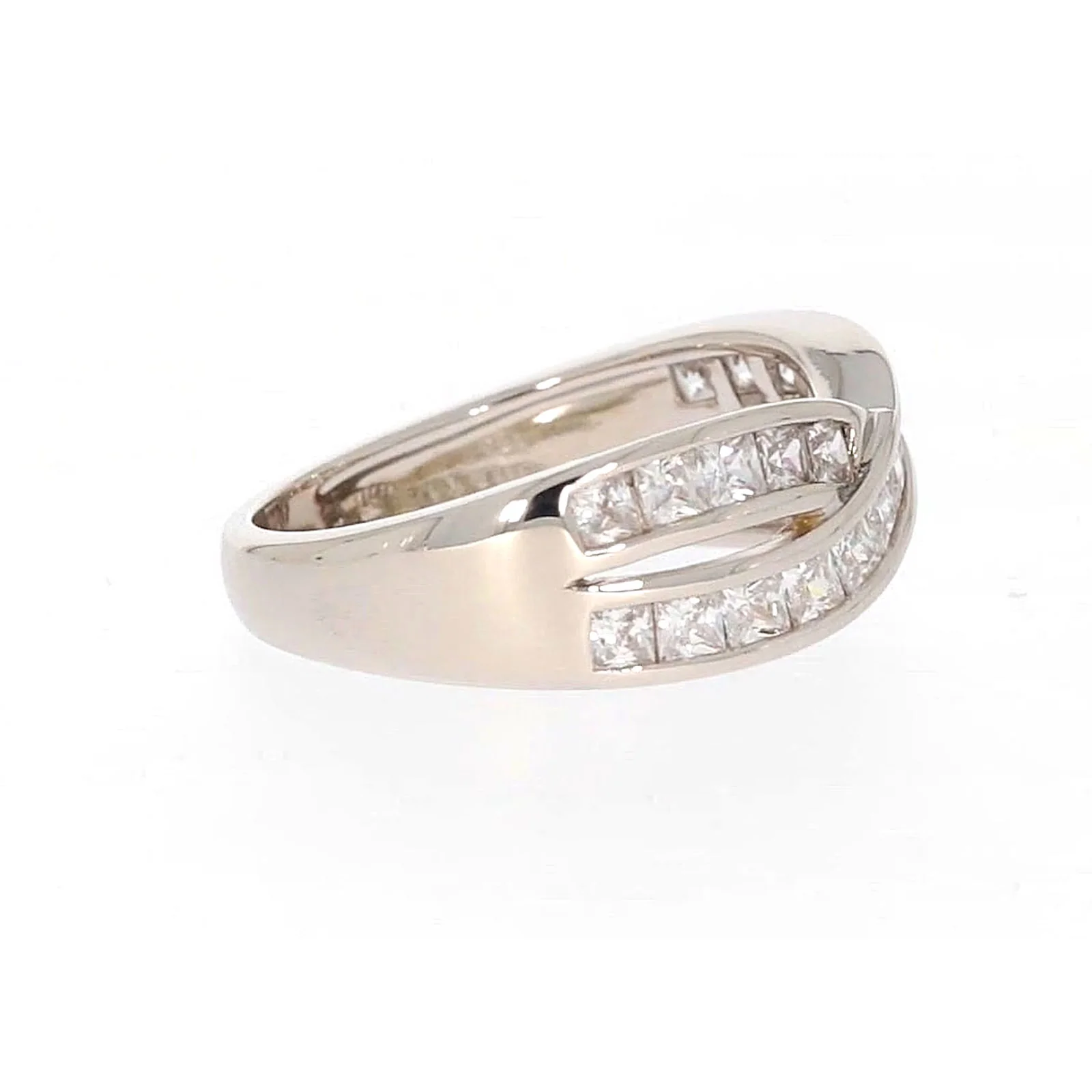 Sterling Silver Cubic Zirconia Cross Over Ring - Image 60