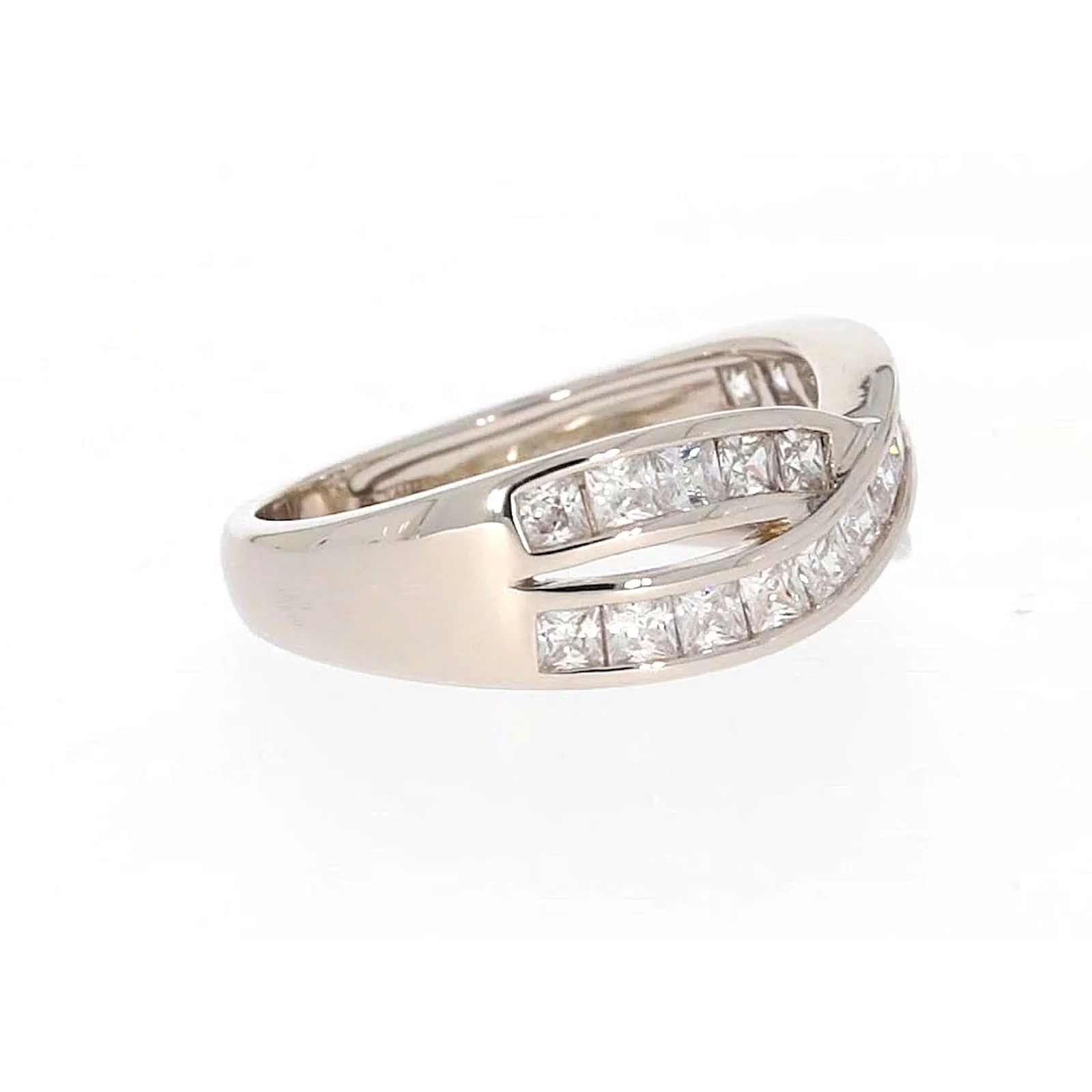 Sterling Silver Cubic Zirconia Cross Over Ring - Image 62