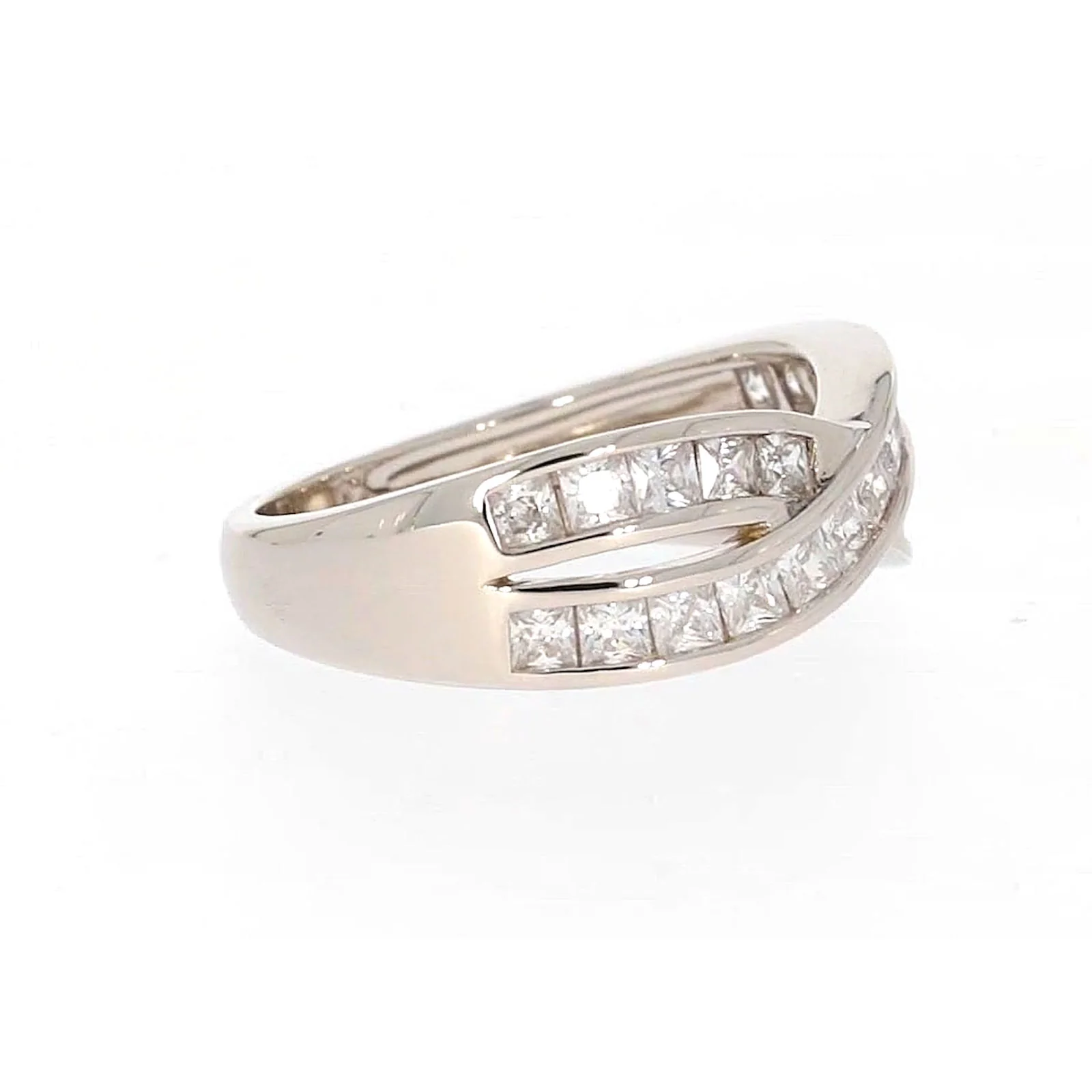Sterling Silver Cubic Zirconia Cross Over Ring - Image 63